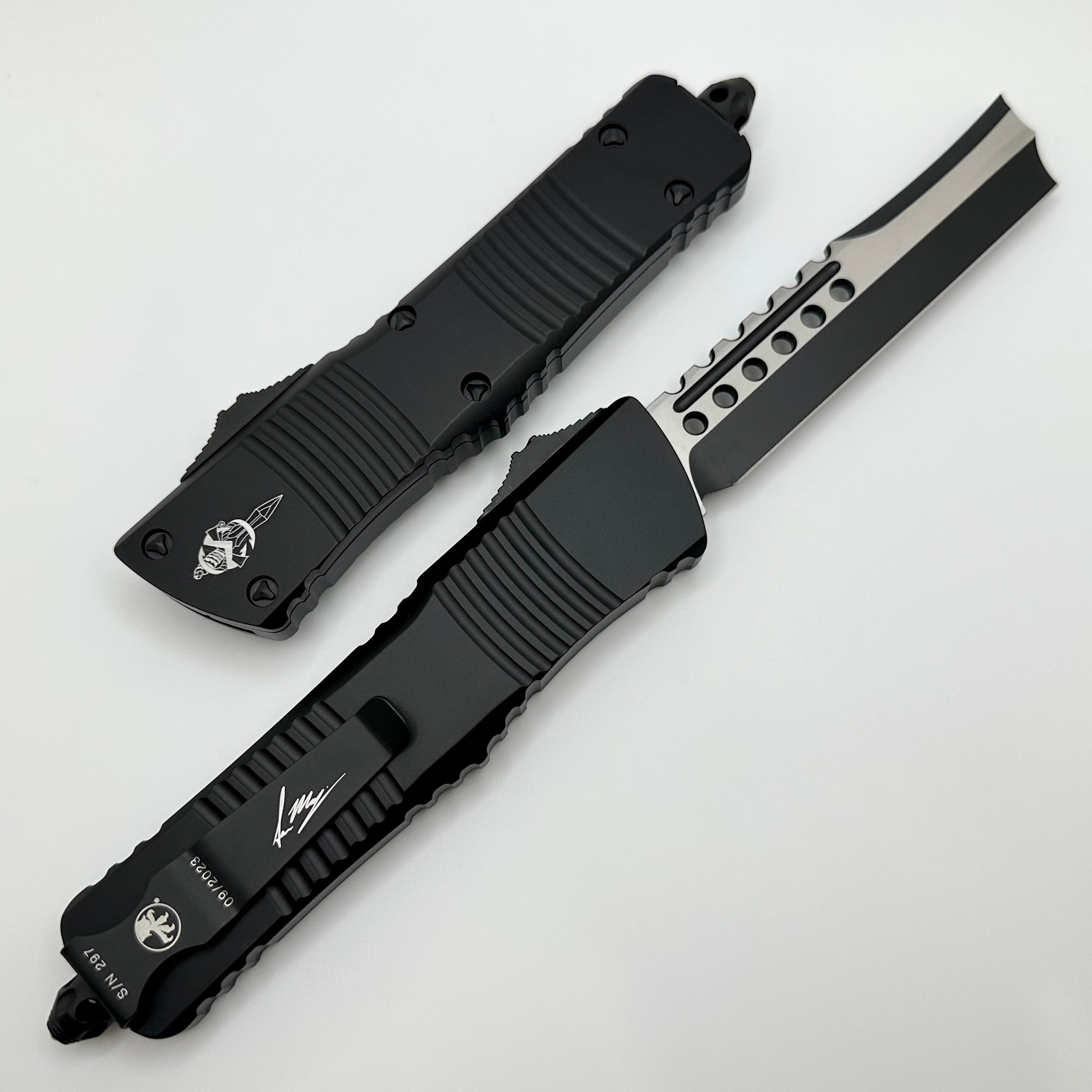 Microtech Combat Troodon Hellhound Straight Razor Tactical Standard Signature Series 219R-1TS