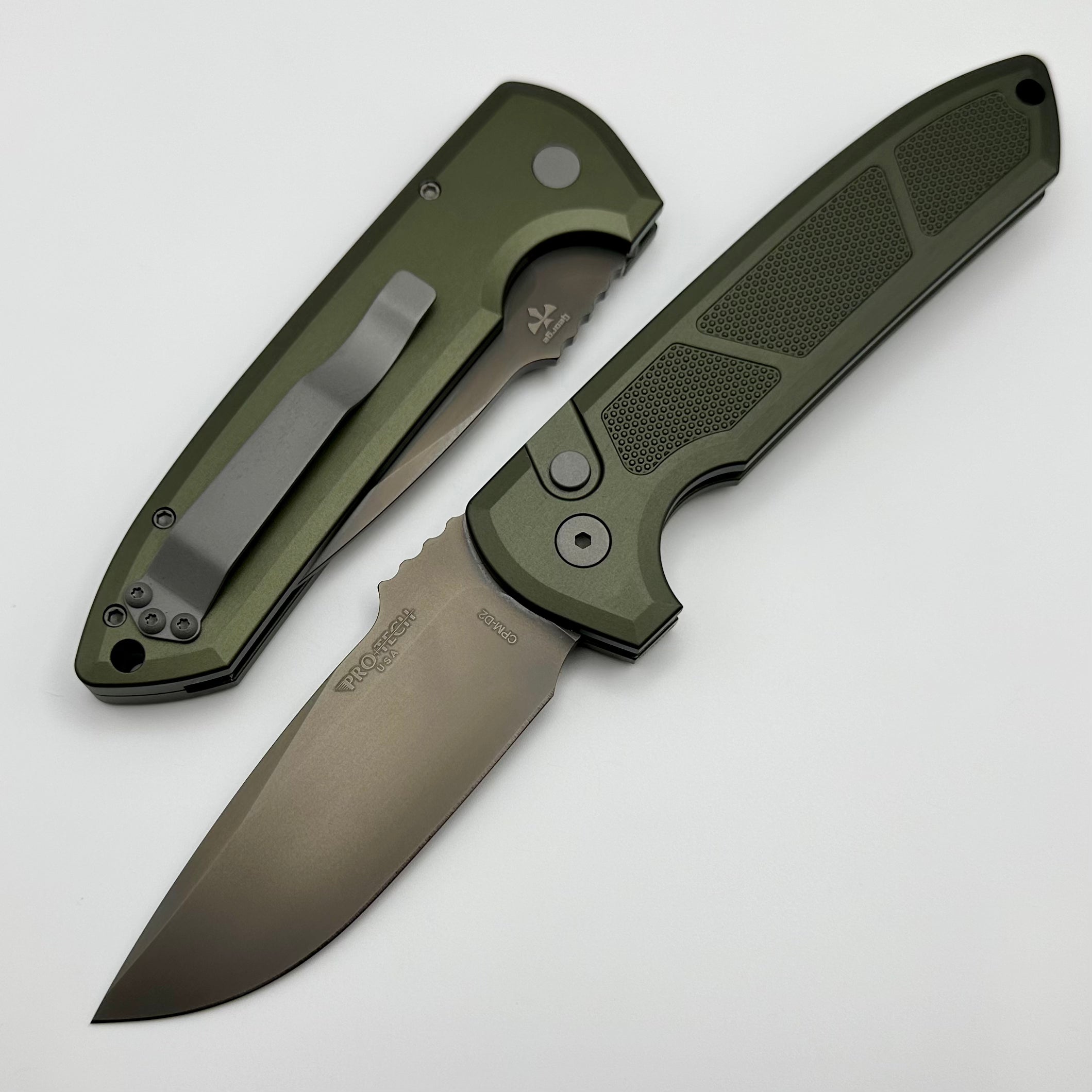 Pro-Tech Les George Rockeye Green Handle & Smoky Grey DLC CPM-D2 LG327-Green