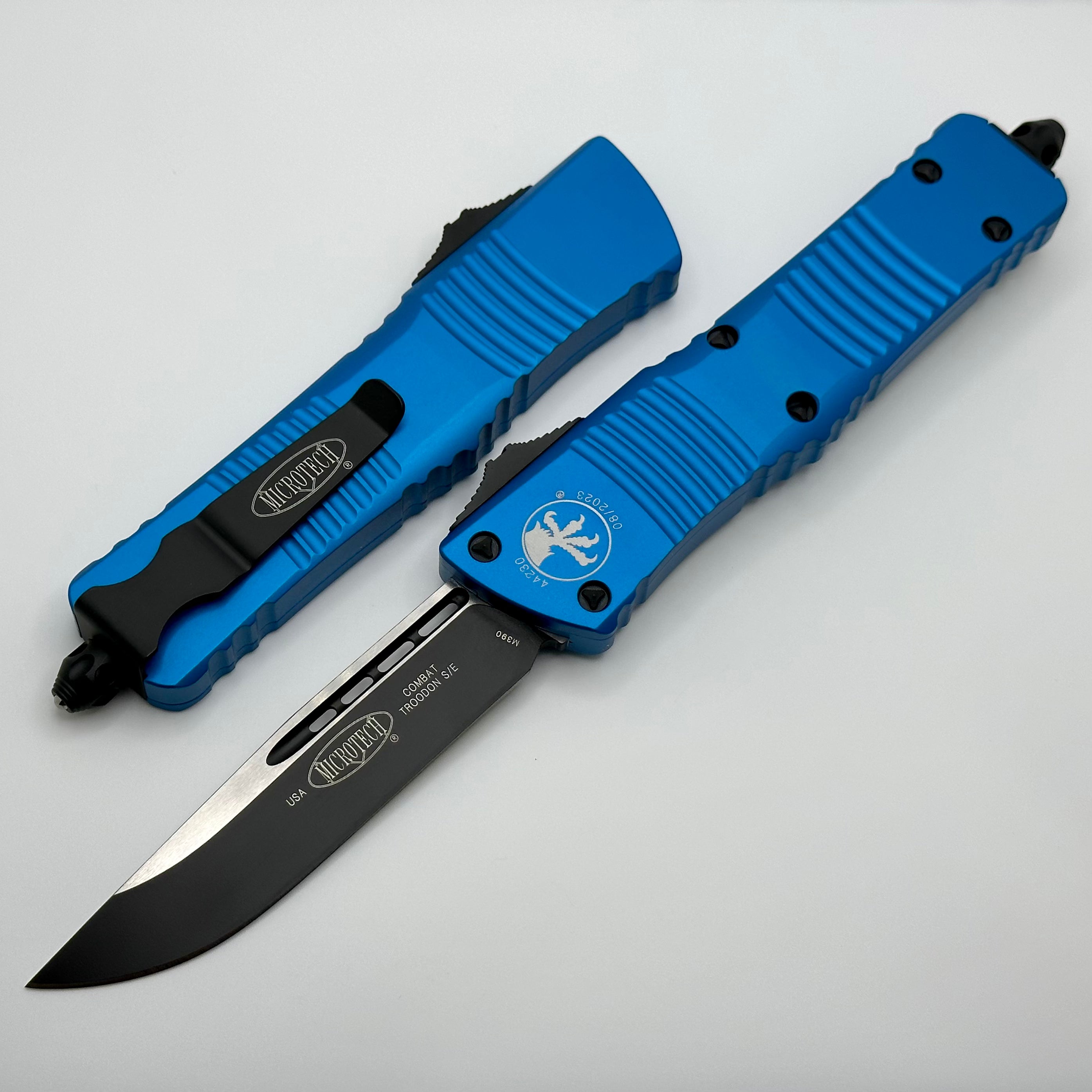 Microtech Combat Troodon Blue w/ Black Single Edge 143-1BL