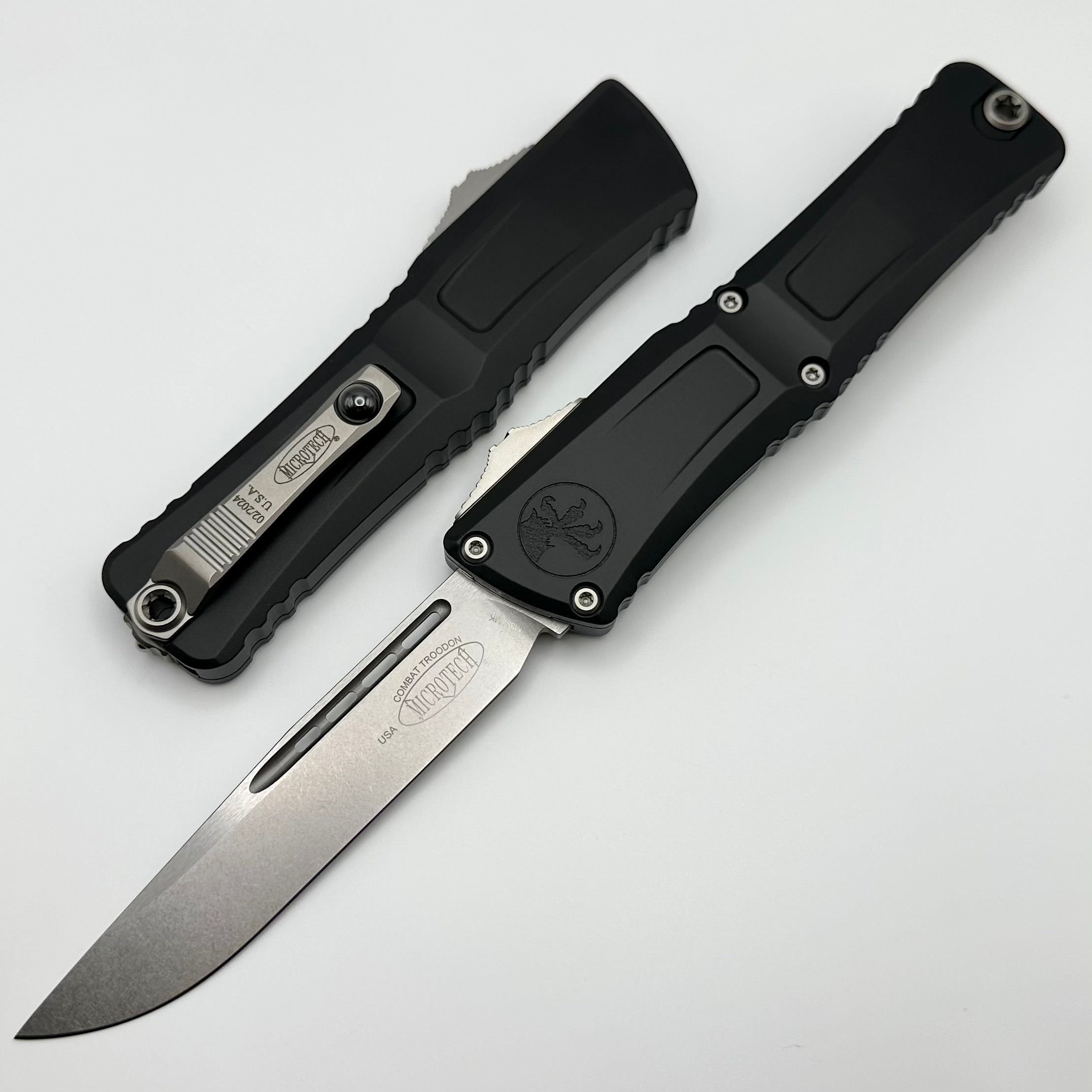 Microtech Knives Combat Troodon Gen III Stonewash Single Edge w/ Black Handle 1143-10