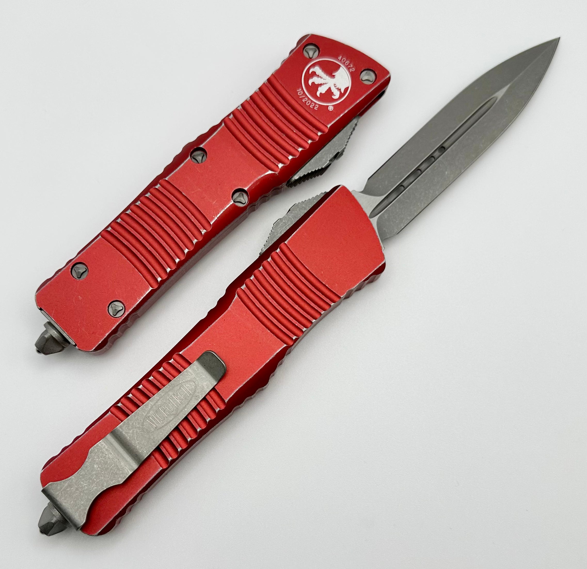 Microtech Combat Troodon Double Edge & Distressed Red 142-10DRD