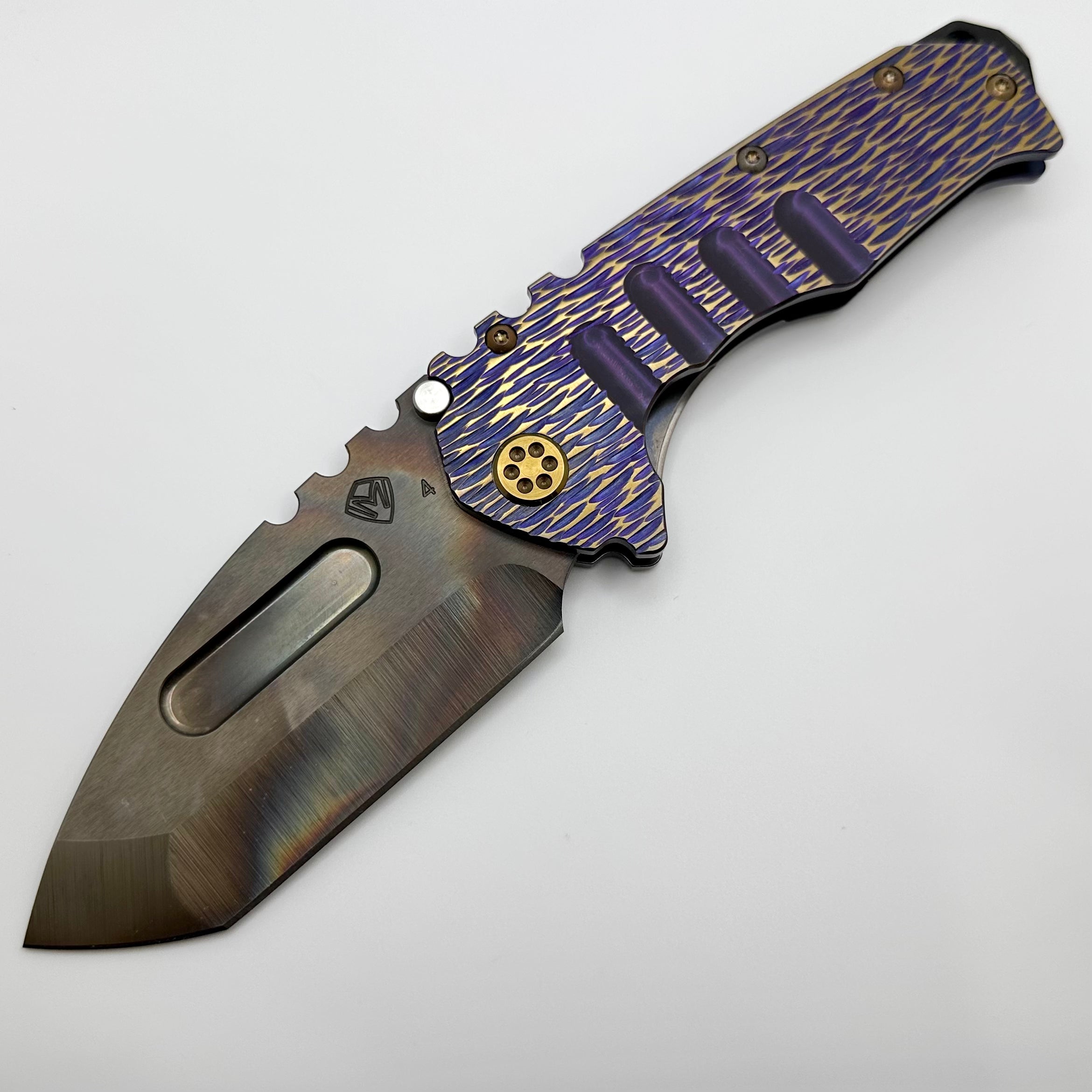 Medford Knife Praetorian T Violet/Bronze Dragon Skin Sculpted Handles w/ Bronze Hardware & S45VN Vulcan Tanto