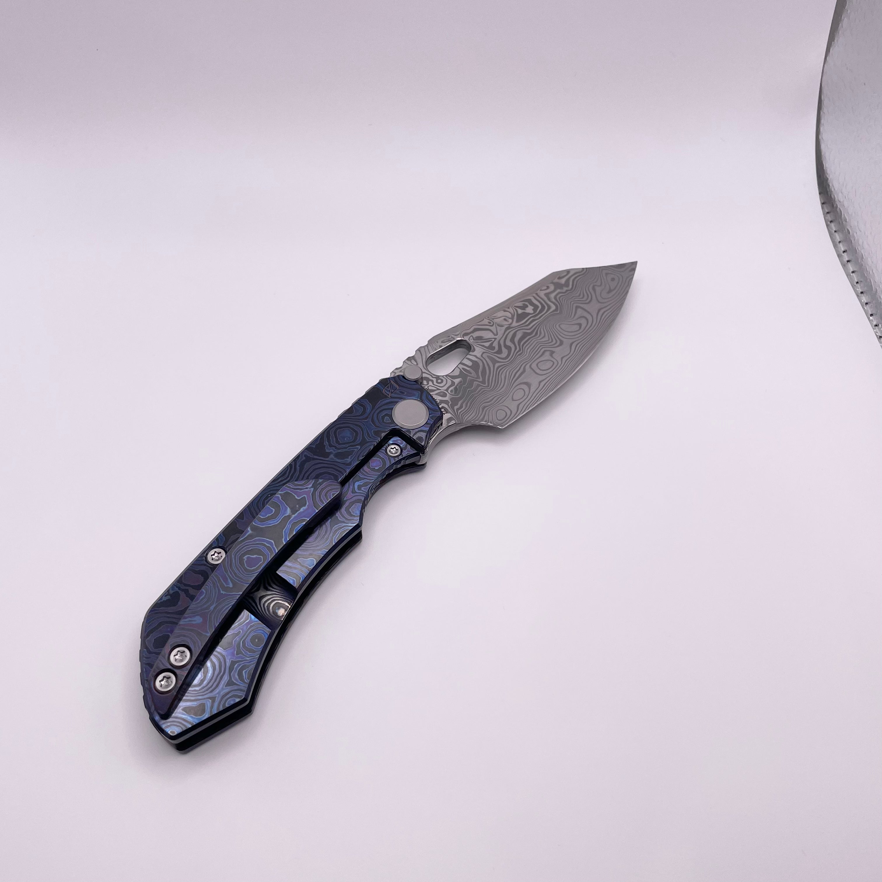 BLEMISH Custom Knife Factory Rotten Design Evo 4.0 Zircuti Handles & Damasteel