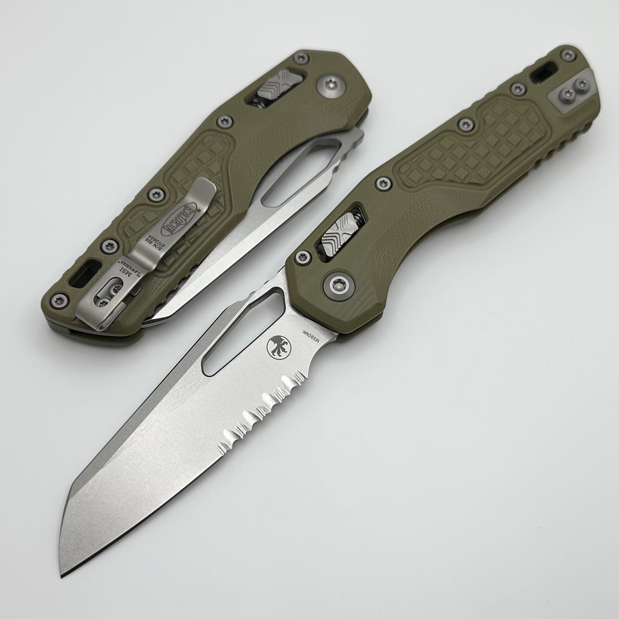 Microtech Knives MSI Lawnman RAM LOK Frag OD Green G-10 & Partial Serrated M390MK 210-11FRGTODLM