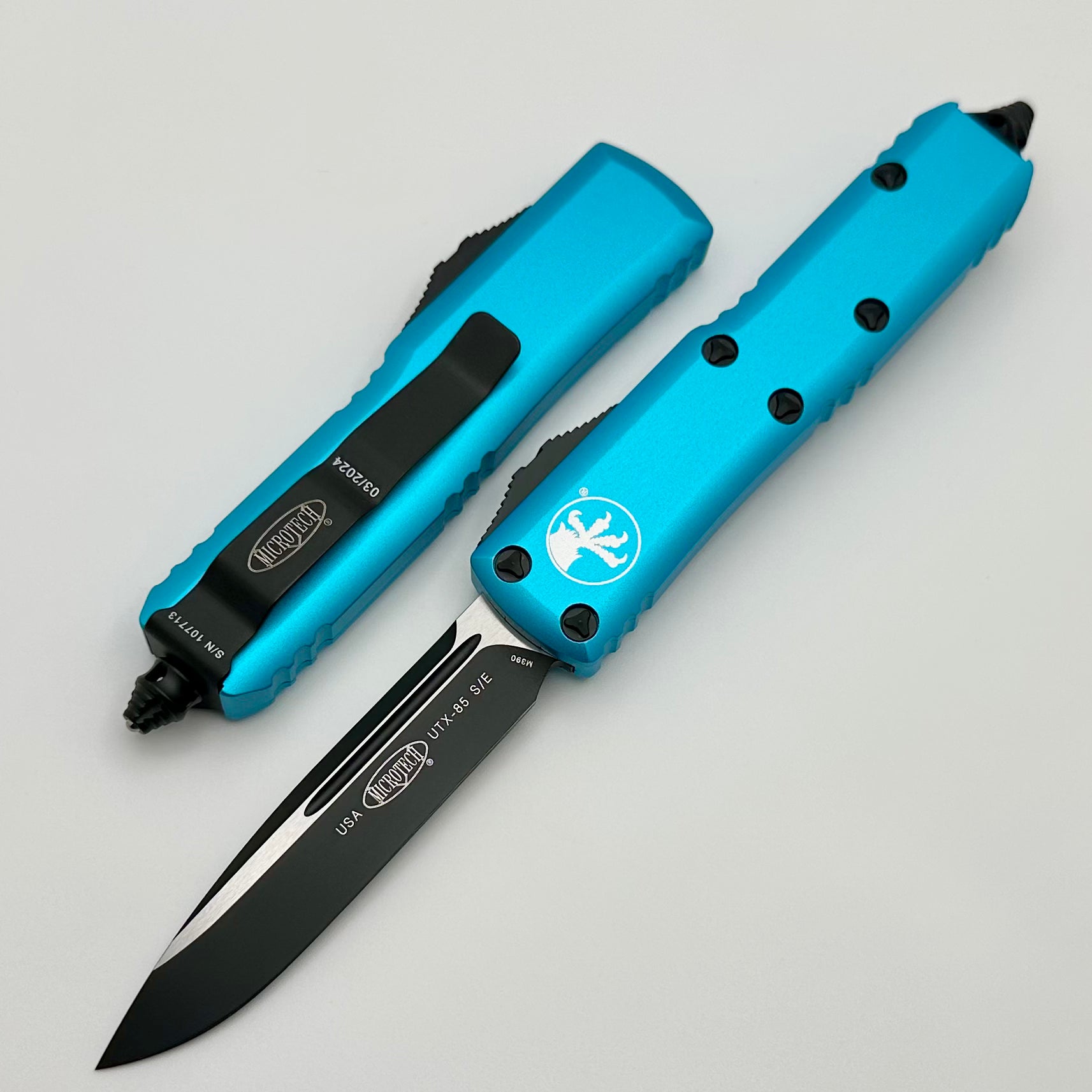 Microtech UTX-85 S/E Black Standard & Turquoise 231-1TQ