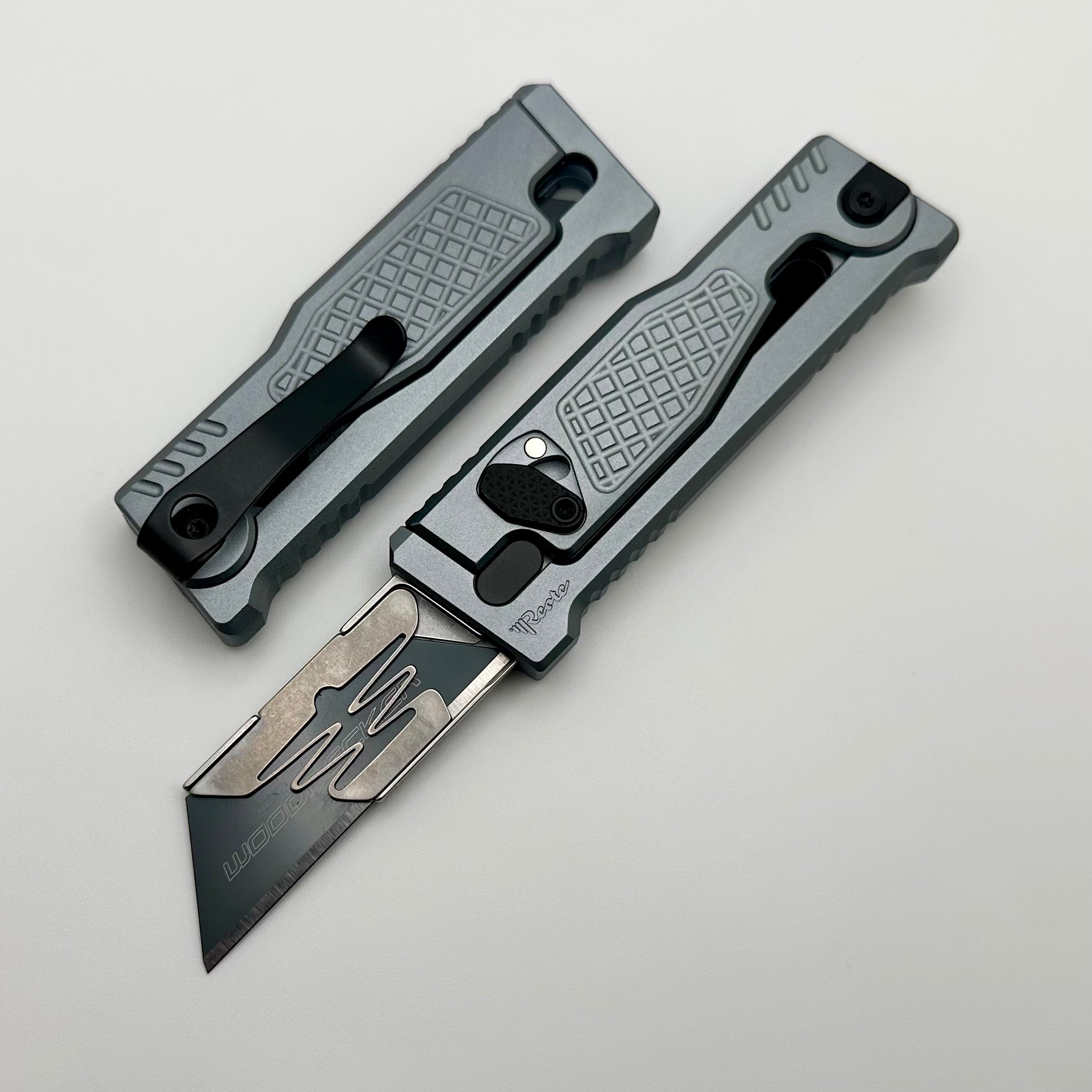 Reate EXO-U Utility Diamond Pattern Silver Aluminum Handle