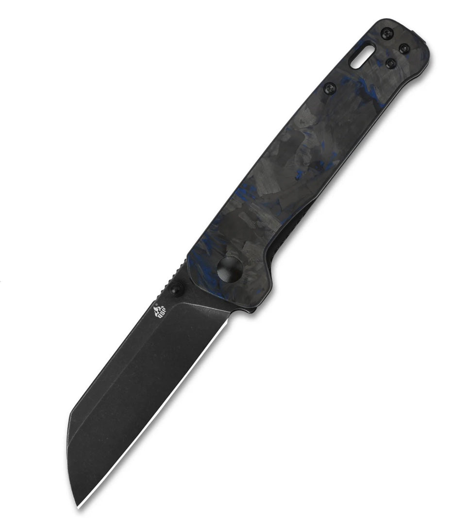 QSP Penguin Black & Blue Shredded Carbon fiber Overlay G10 & Black D2 QS130-UBL