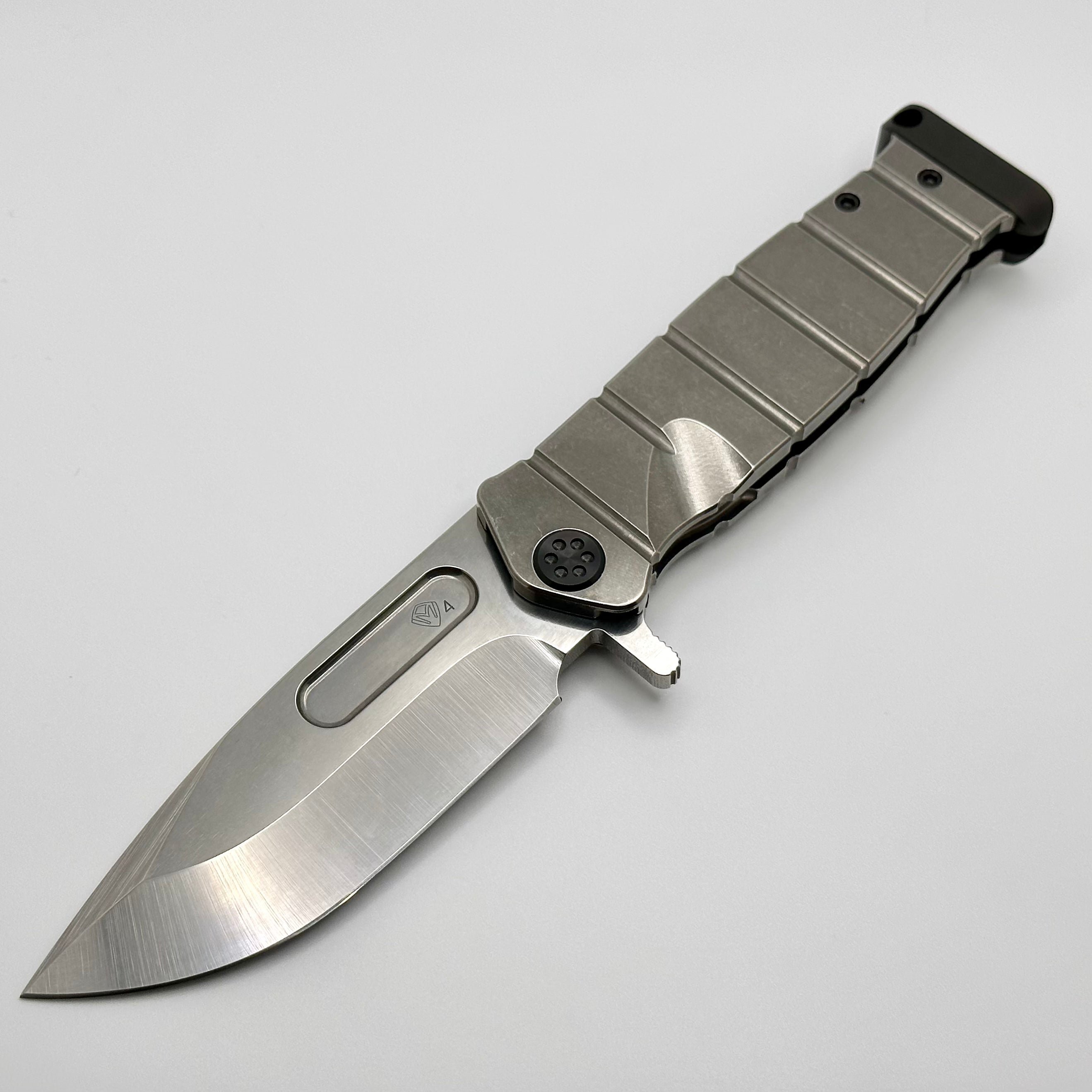 Medford Knife Fighter Flipper USMC Tumbled Handles w/ PVD Hardware/Clip/Pommel & Tumbled S45VN