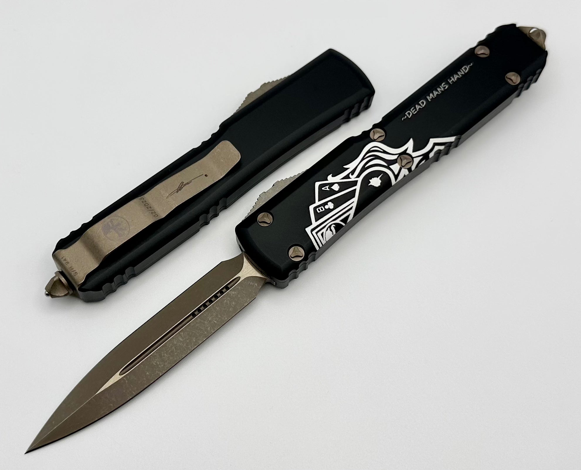 Microtech Ultratech D/E Bronze Apocalyptic Dead Man’s Hand Signature Series 122-13DMS