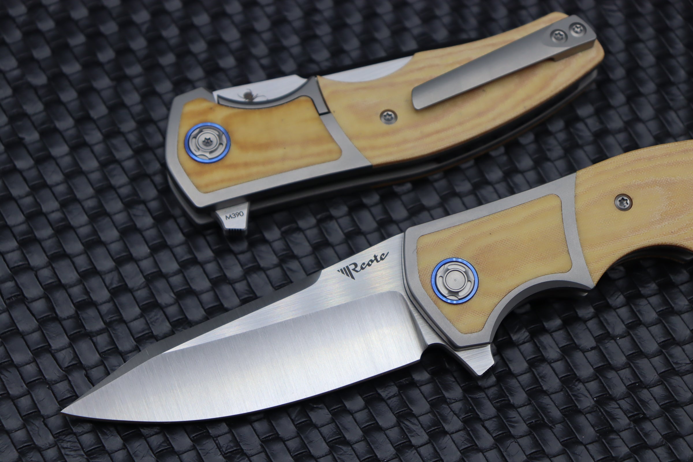 Reate Knives Mini Crossroads w/ White Micarta Inlays & M390