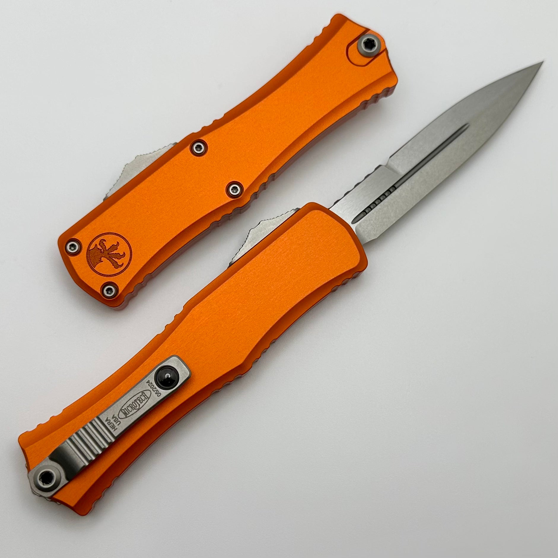 Microtech Knives Mini Hera Stonewash Bayonet M390MK & Orange 1701M-10OR