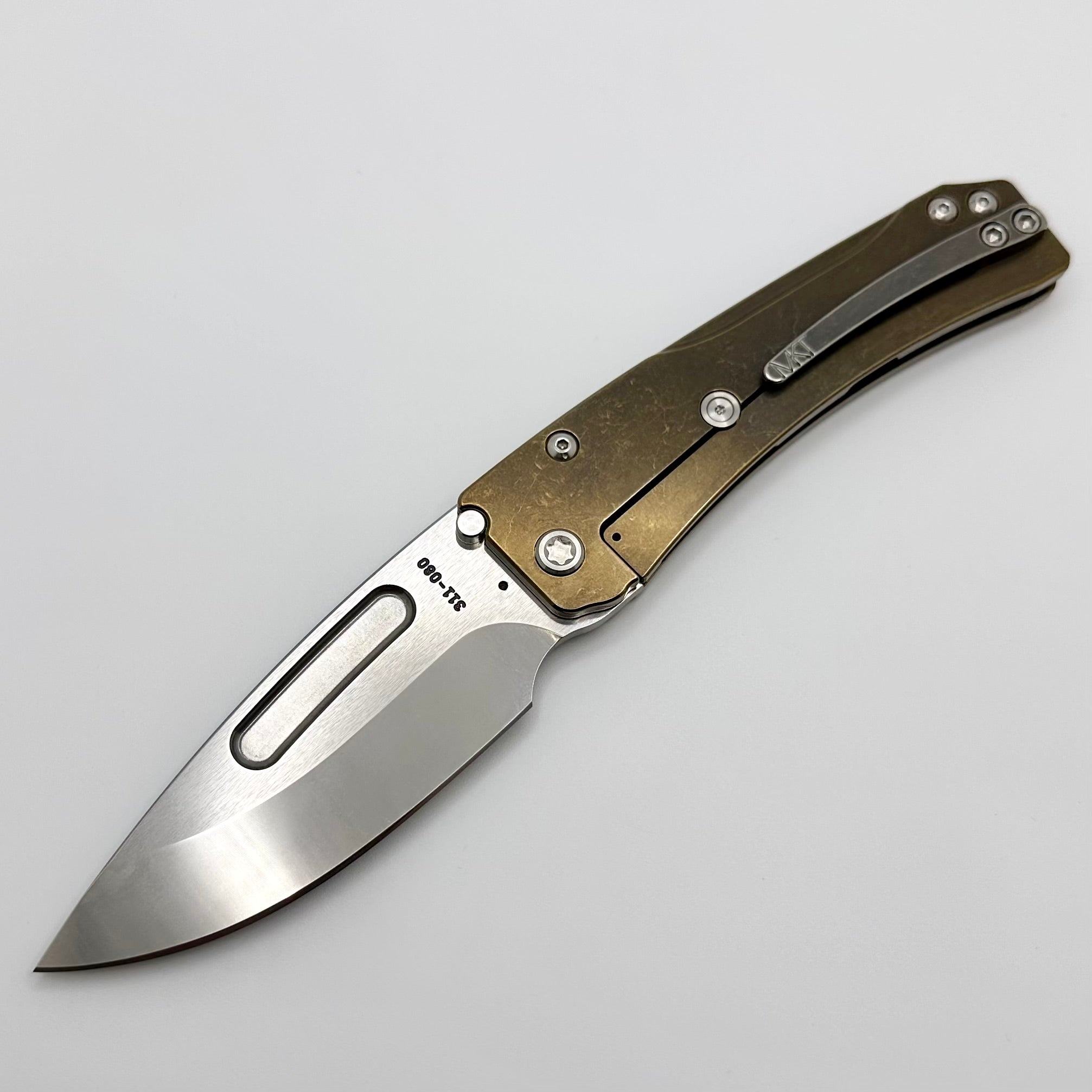 Medford Knife Slim Midi LH Left Handed Tumbled S45 w/ Bronze Tumbled Handles