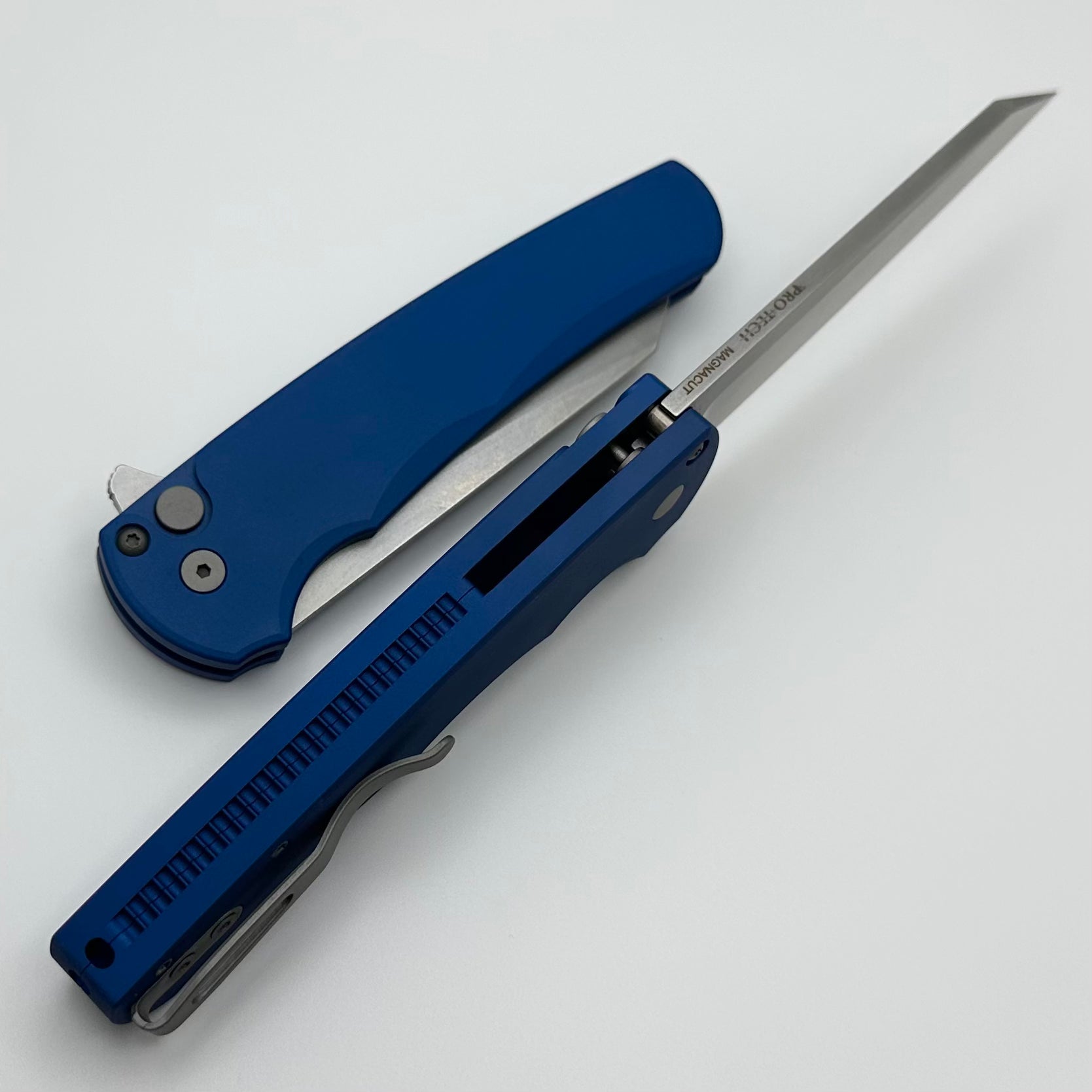 Pro-Tech Malibu Smooth Blue Handle & Stonewash MagnaCut Reverse Tanto Blade 5401-Blue