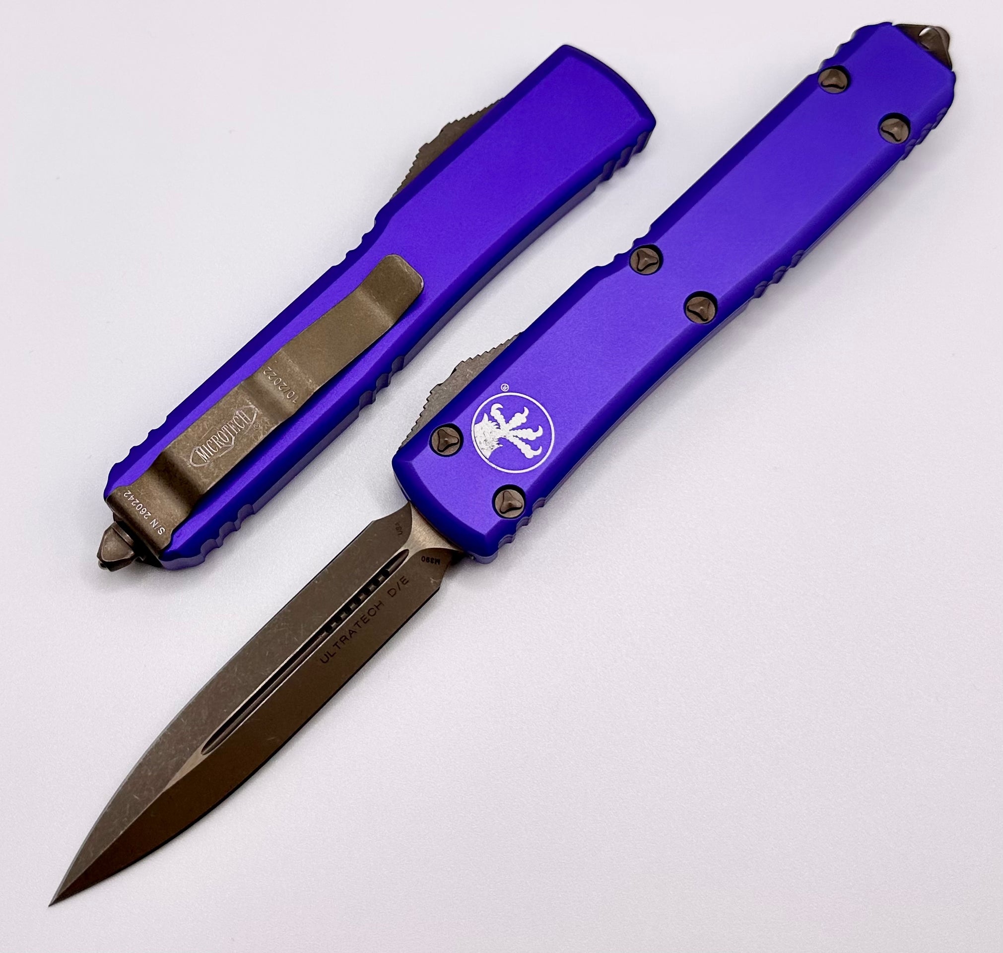 Microtech Ultratech w/ Double Edge Bronze Apocalyptic & Purple 122-13APPU