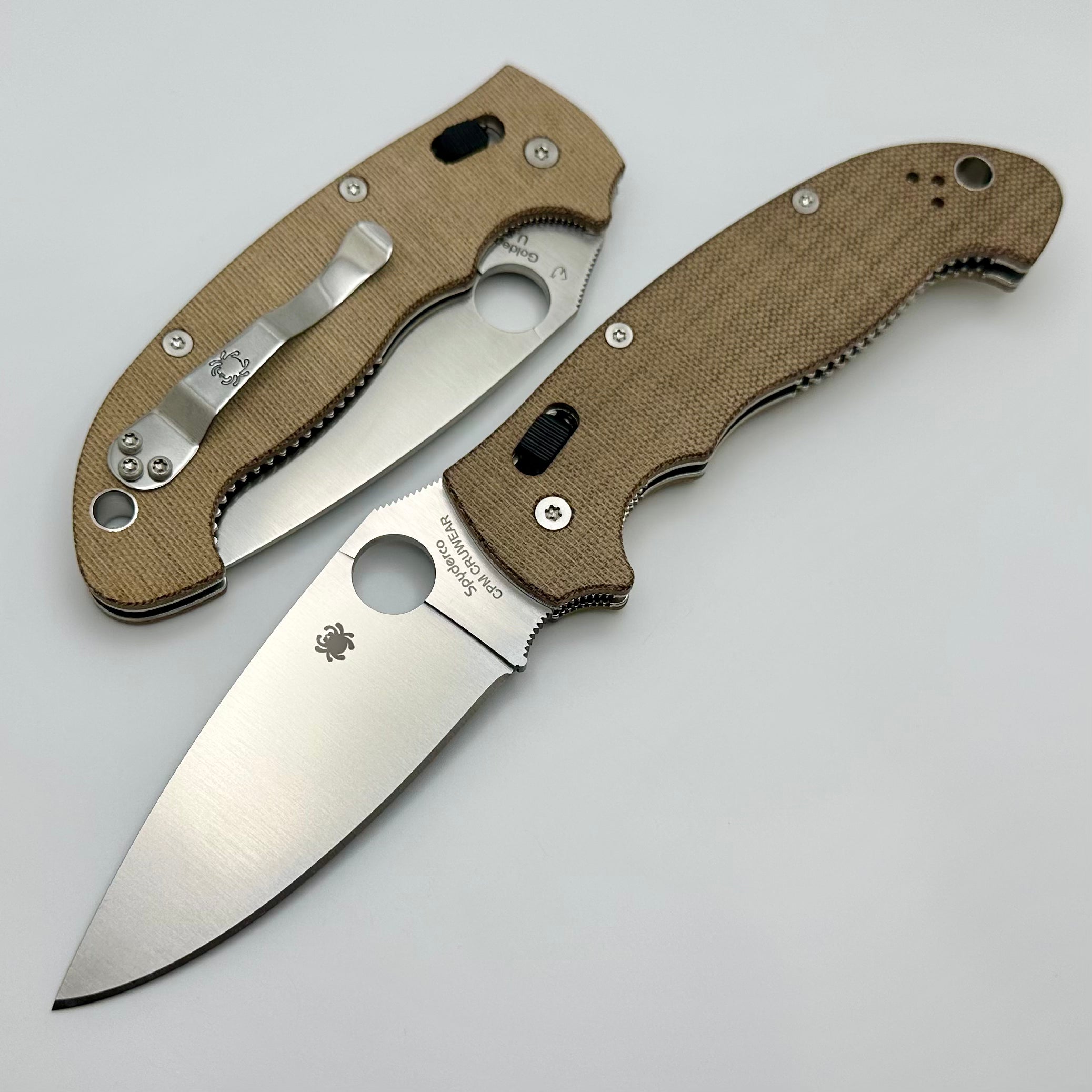 Spyderco Manix 2 XL Brown Canvas Micarta & Cru-Wear C95MPCW2