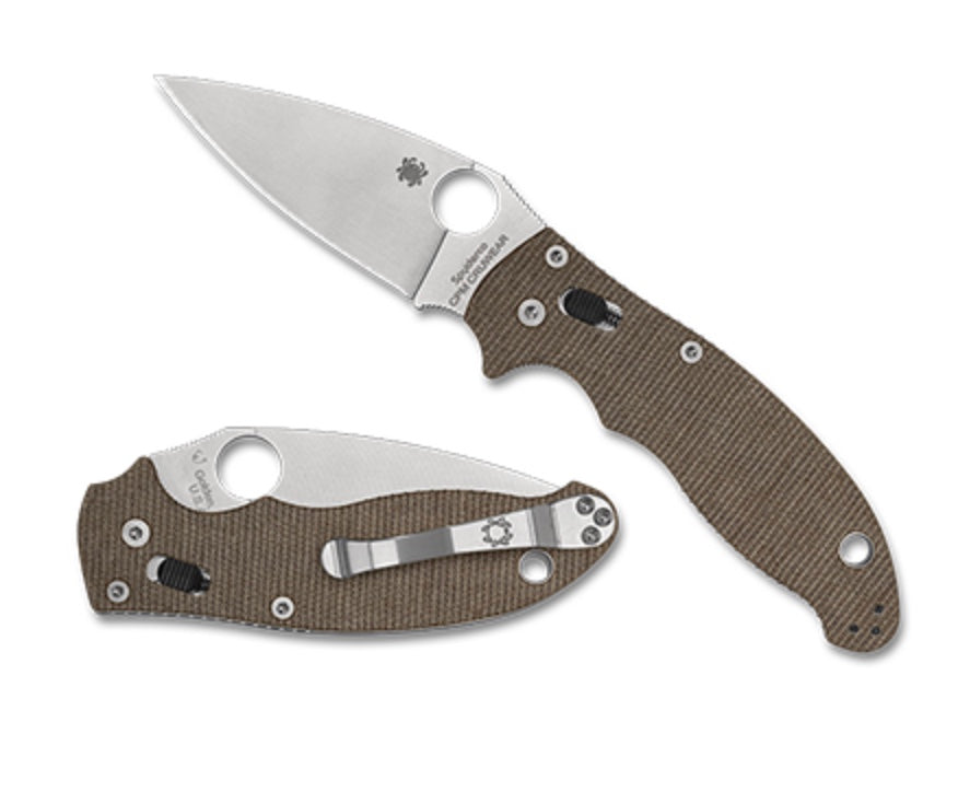 Spyderco Manix 2 Brown Canvas Micarta & Cru-Wear C101MPCW2