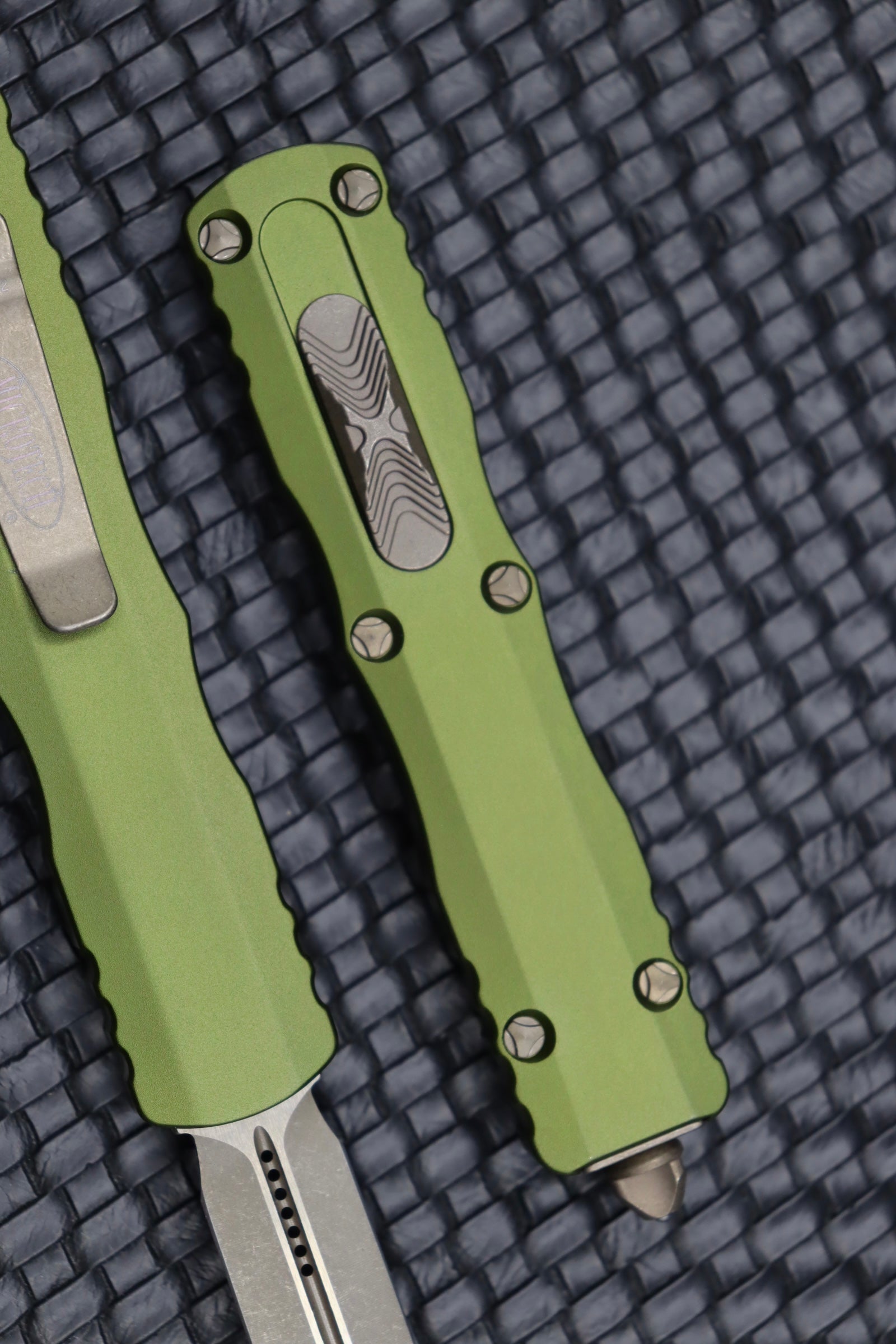 Microtech Dirac Double Edge Apocalyptic & OD Green 225-13APOD