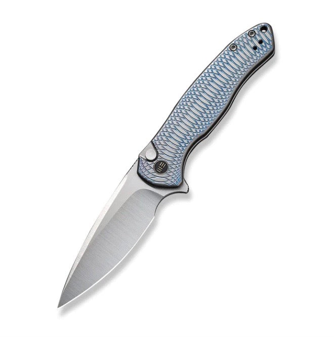 We Knife Kitefin Blue Polished Ripple Pattern Titanium Handles & Hand Polished Satin 20CV WE19002M-3