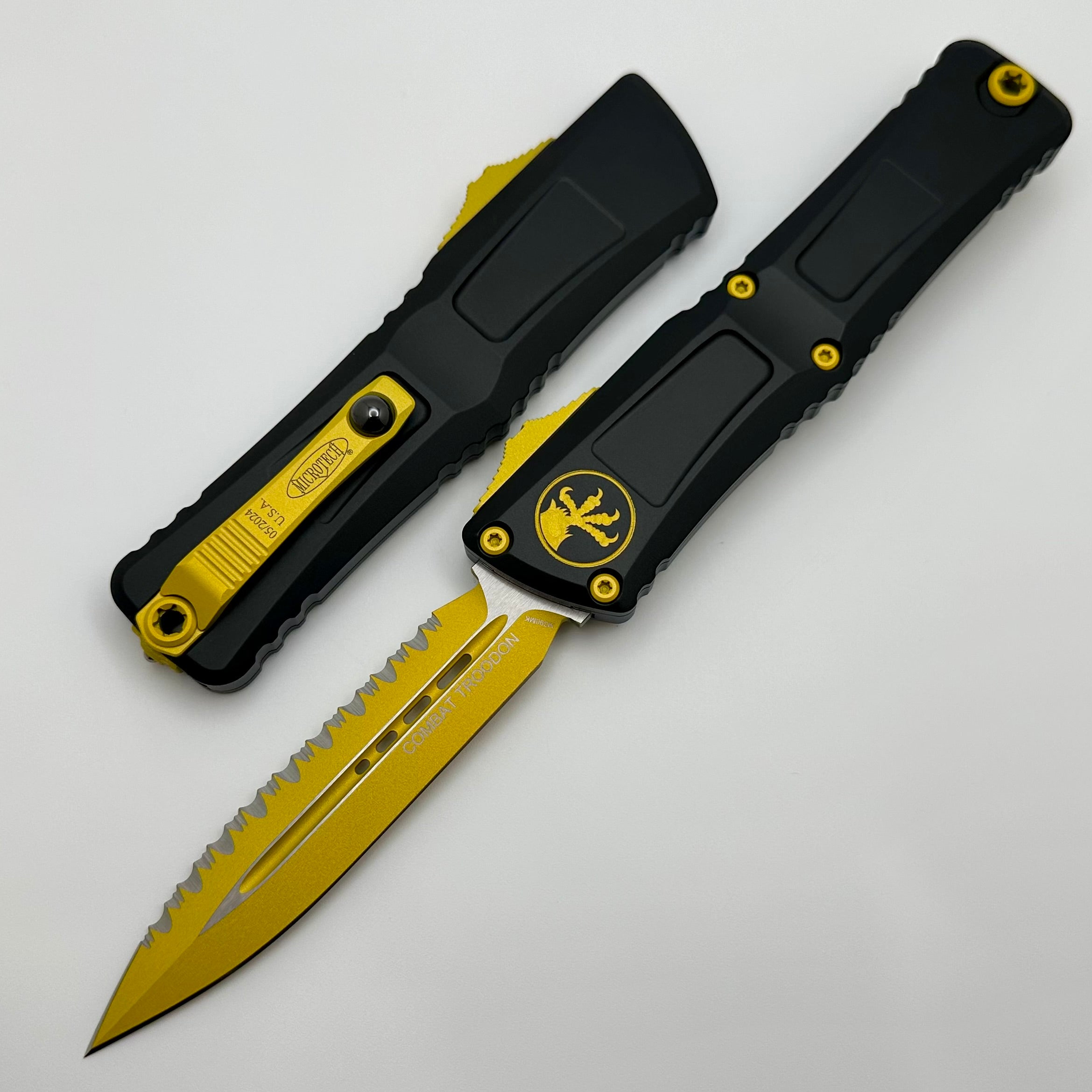 Microtech Knives Combat Troodon Gen III Black D/E F/S w/ Yellow Accents 1142-3YWSK