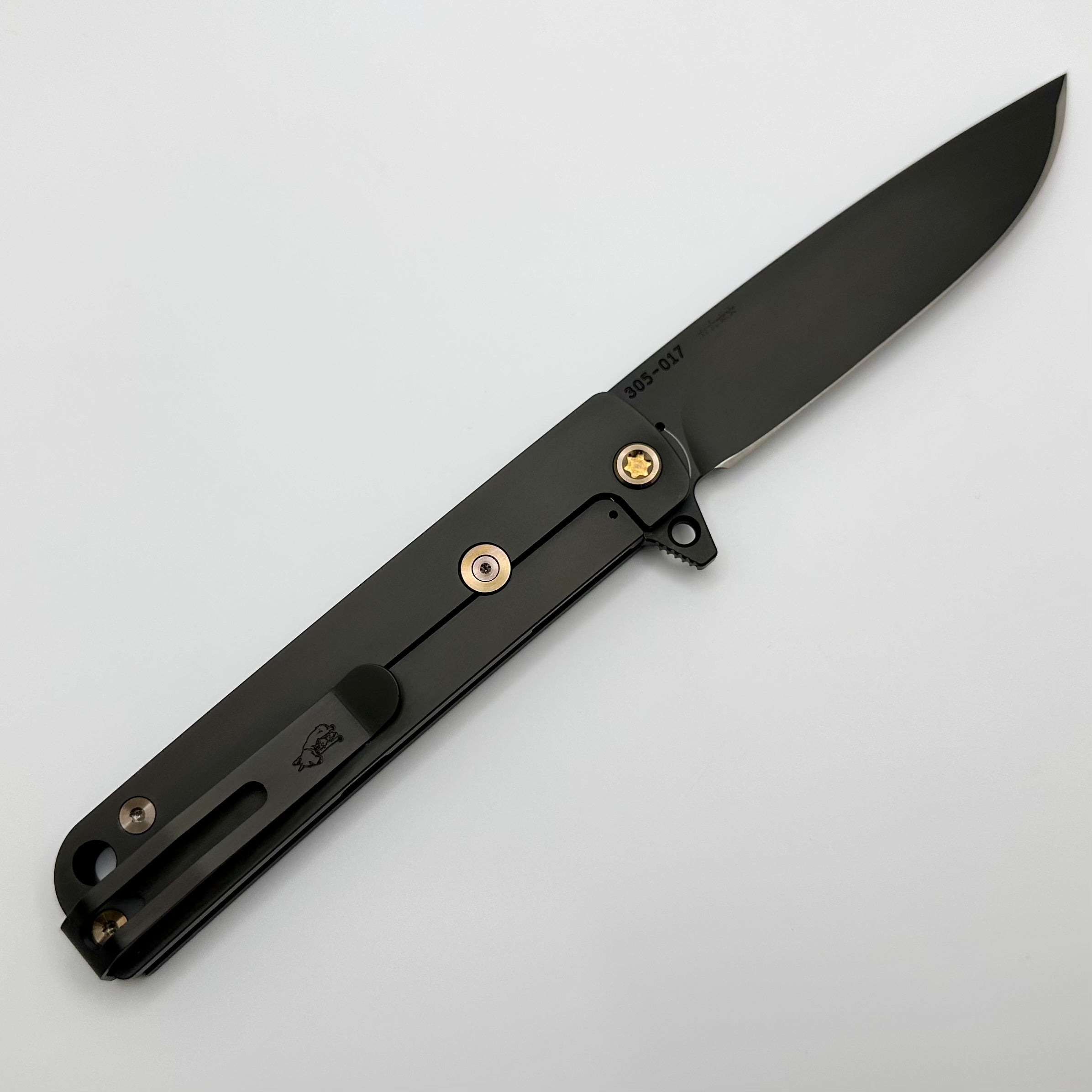 Medford M-48 Black Aluminum Handle w/ PVD Spring & Bronze Hardware w/ PVD Clip & PVD S45VN