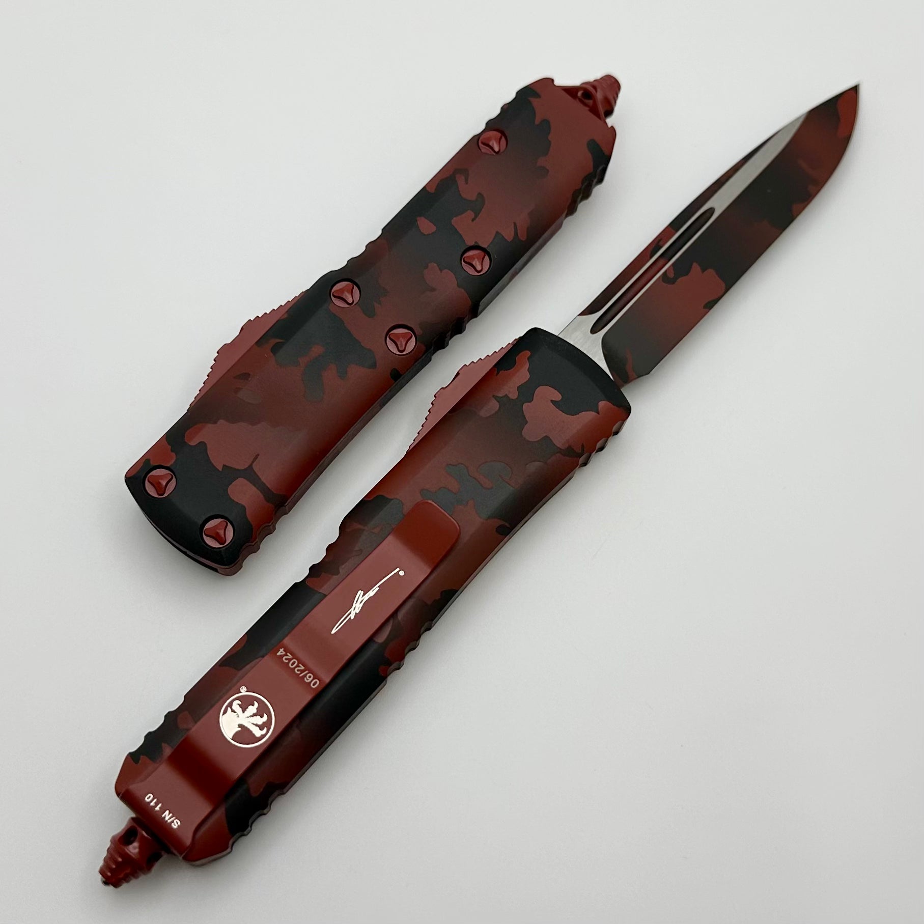 Microtech UTX-85 Single Edge Red Camo Signature Series 231-1RCS