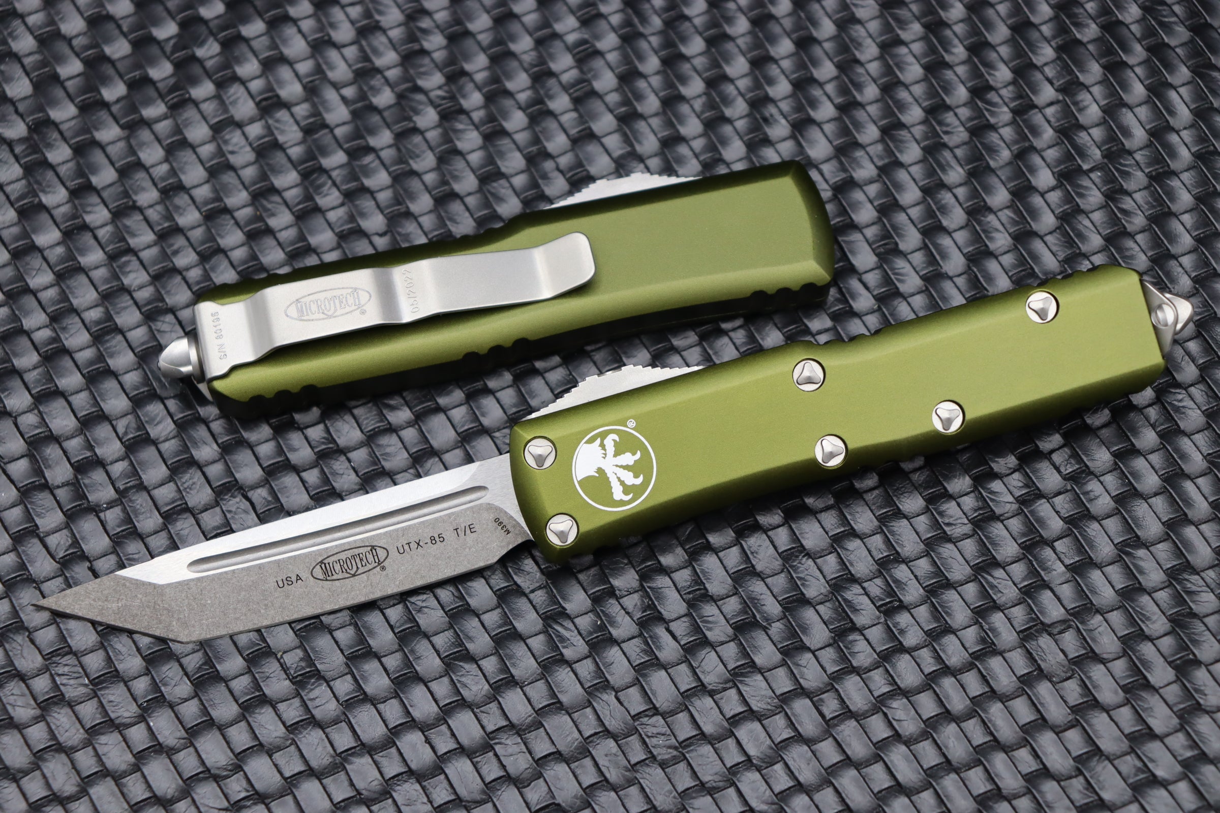 Microtech UTX-85 Tanto Stonewash Standard & OD Green 233-10OD