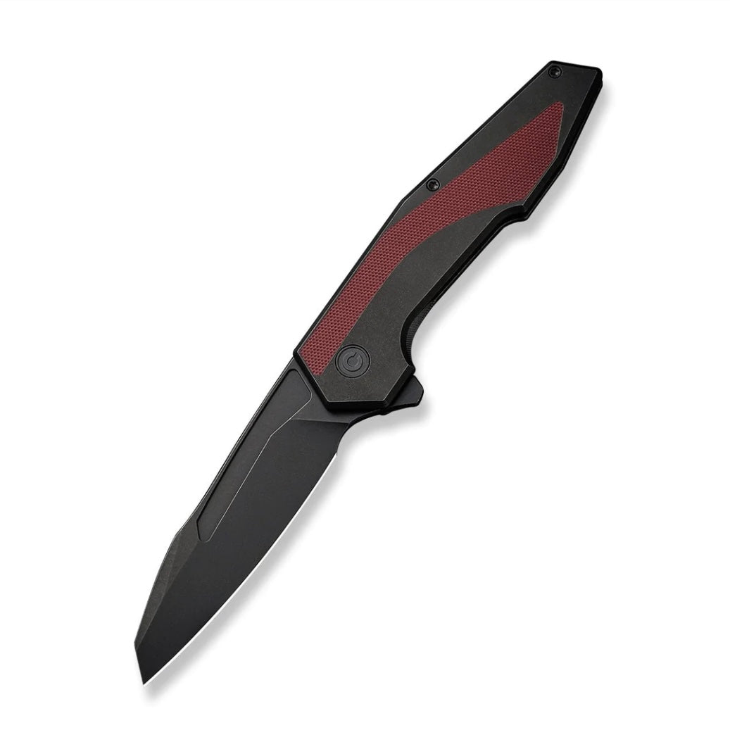 Civivi Knives Hypersonic Flipper Black Steel Handle w/ Burgundy G-10 Inlays & Black Stonewash 14C28N Blade C22011-3