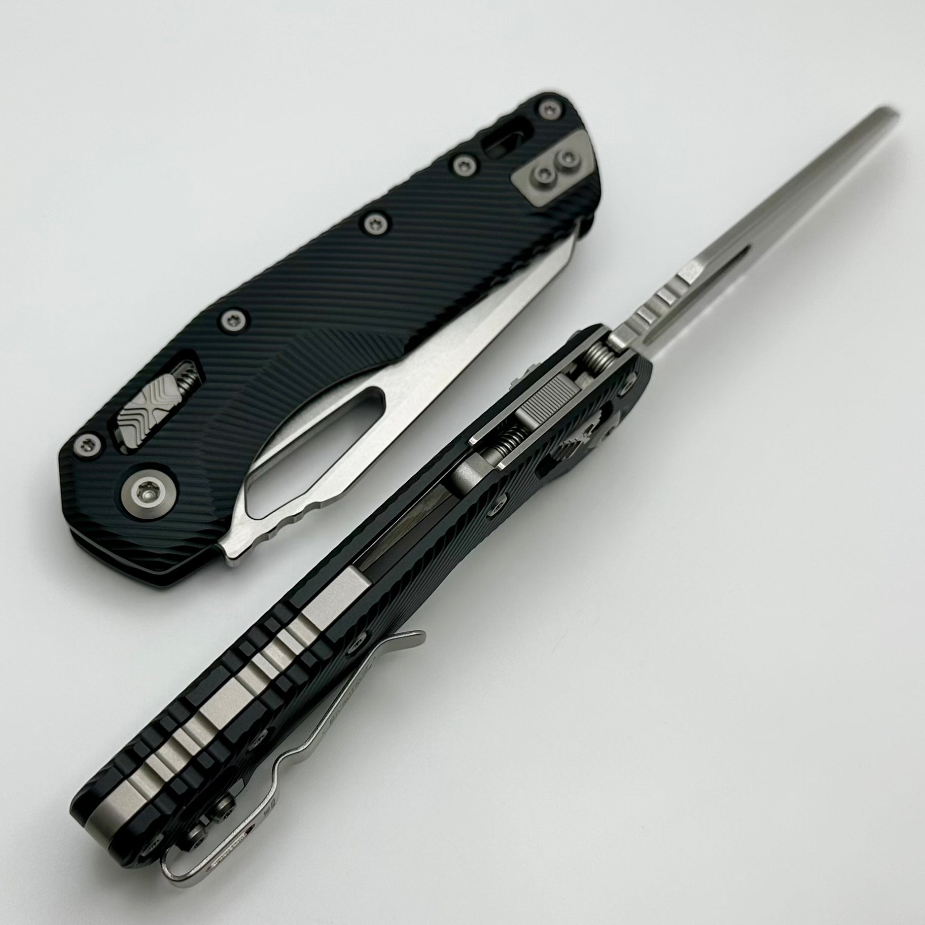 Microtech Knives MSI RAM LOK Black Fluted Aluminum & Partial Serrated Stonewash M390MK 210-11FL