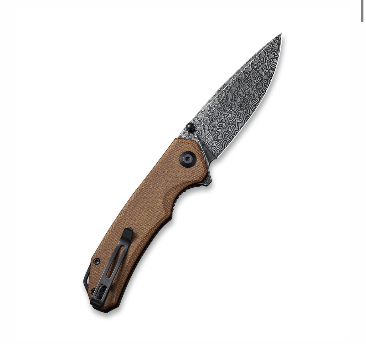 Civivi Brazen Flipper Brown Micarta Damascus C2102DS-1