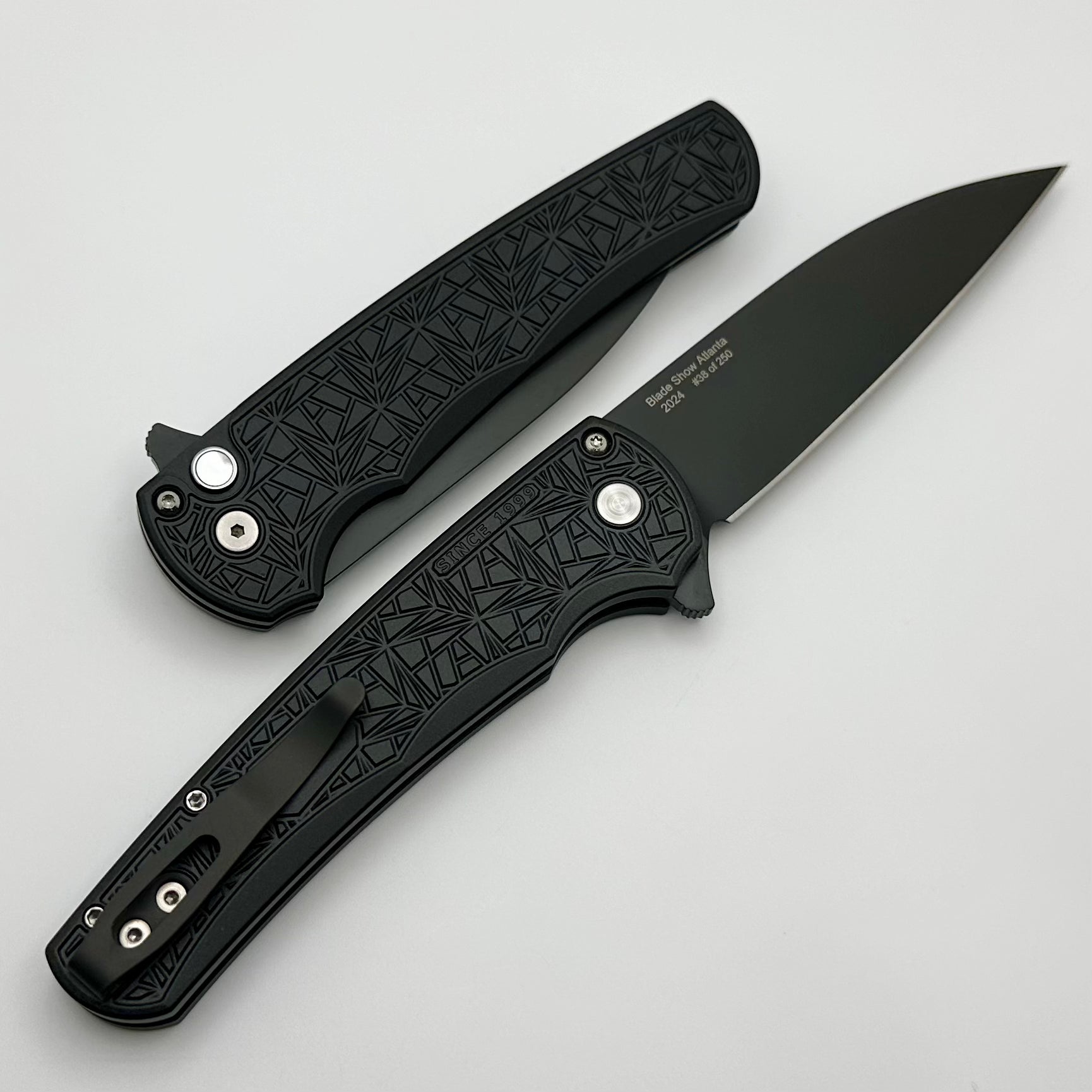 Pro-Tech Malibu Black Nexus Handle & DLC MagnaCut Wharncliffe Blade Blade Show ATL 2024