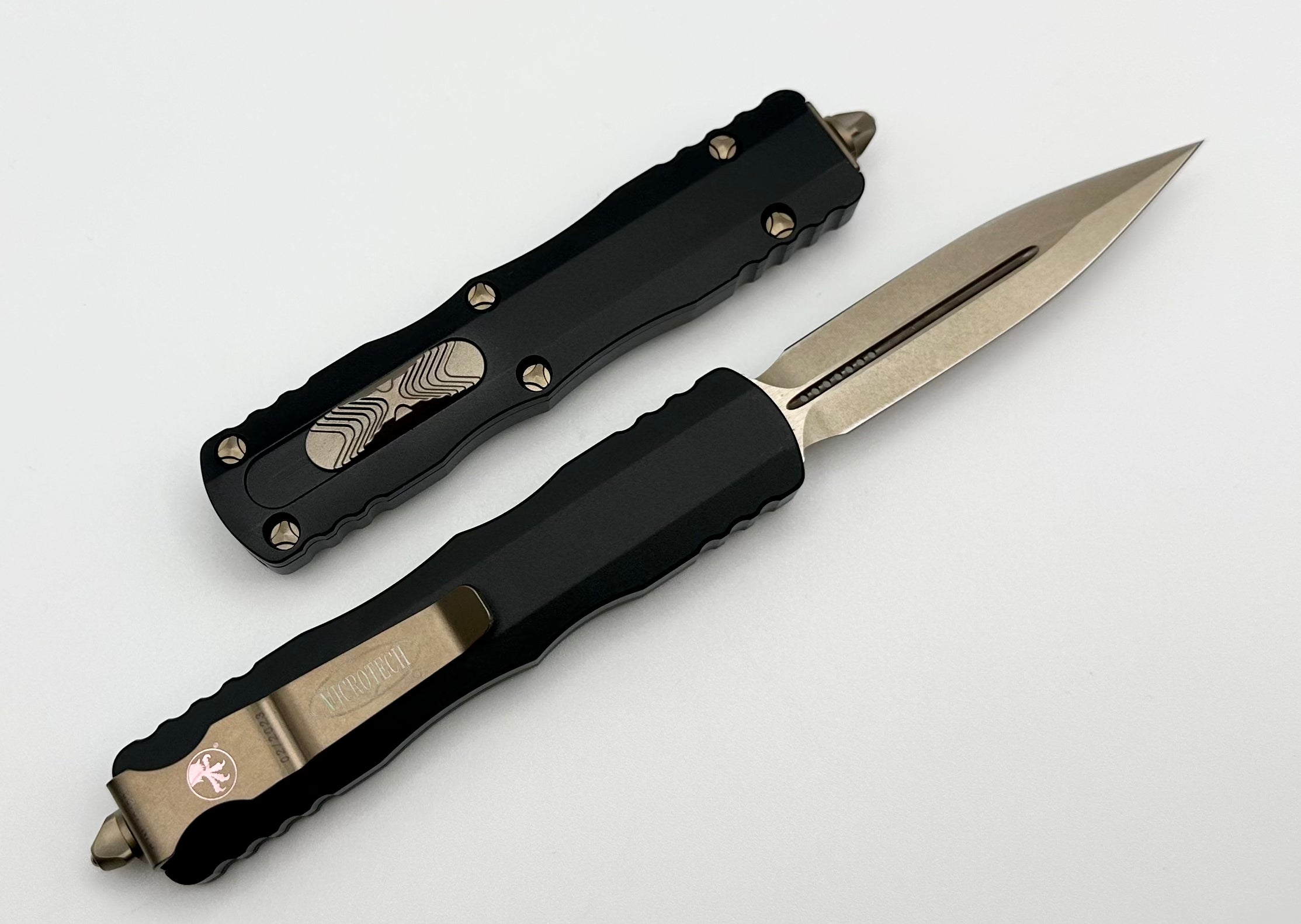 Microtech Dirac Black & Double Edge Bronze 225-13