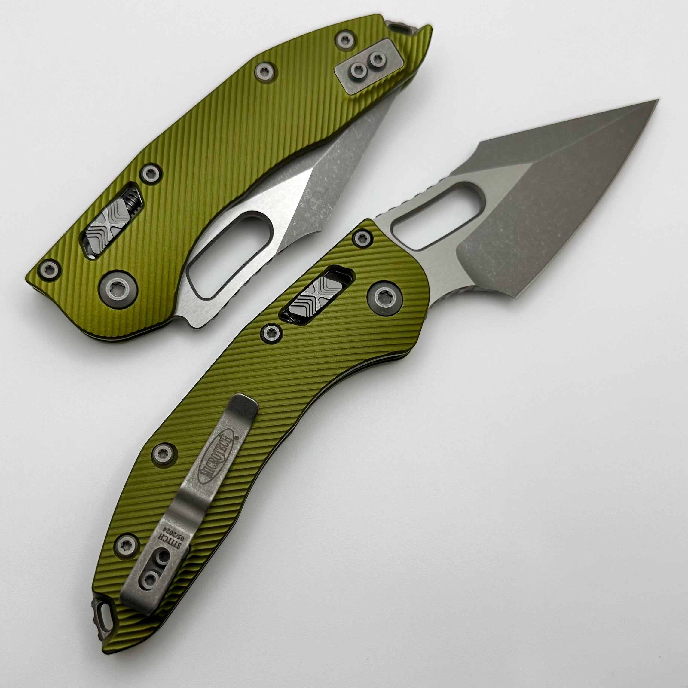 Microtech Knives Manual Stitch RAM LOK Fluted OD Green Aluminum Apocalyptic Standard & M390MK 169RL-10APFLOD