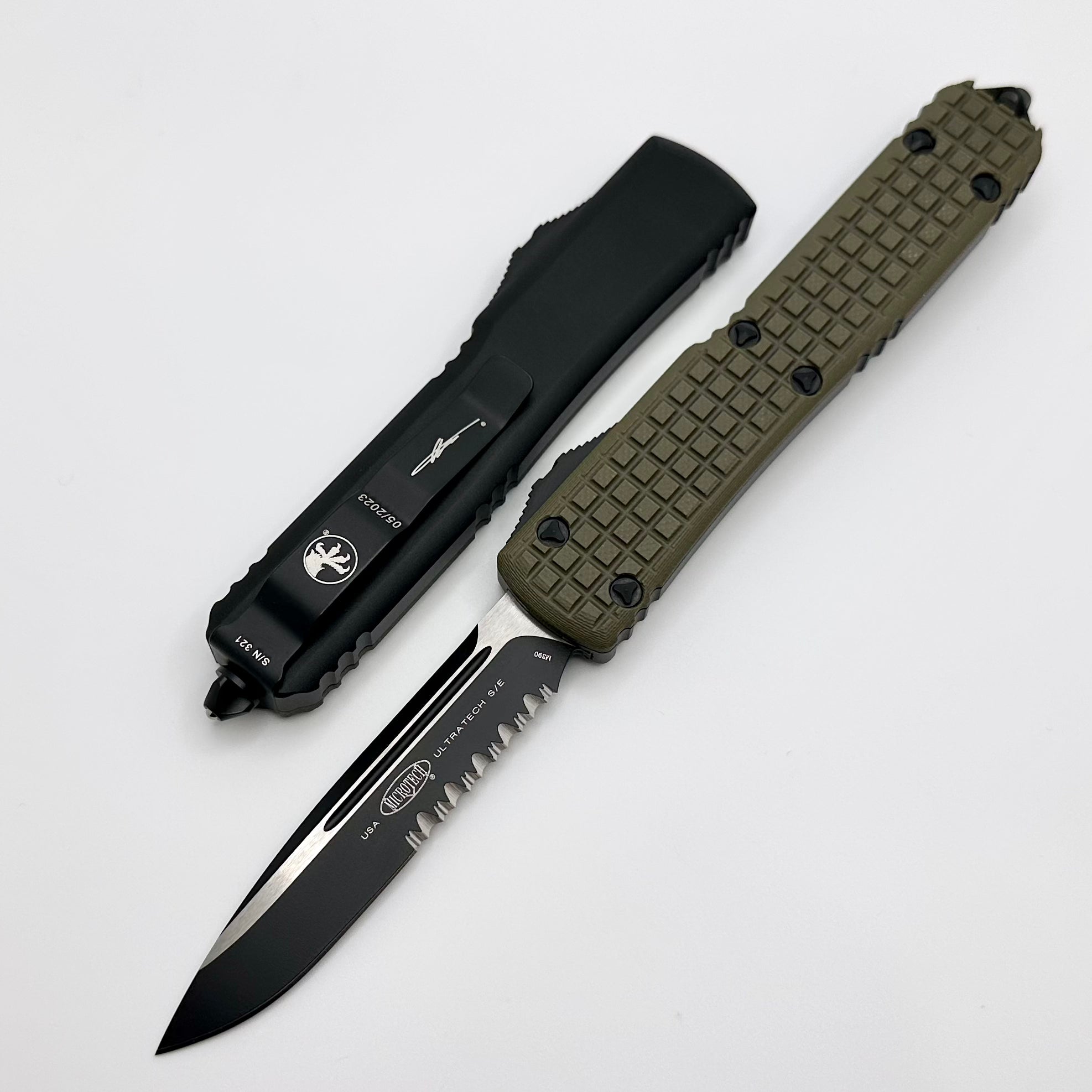 Microtech Ultratech OD Green Frag G-10 Top Tactical Standard Partial Serrated Signature Series 121-2FRGTODS