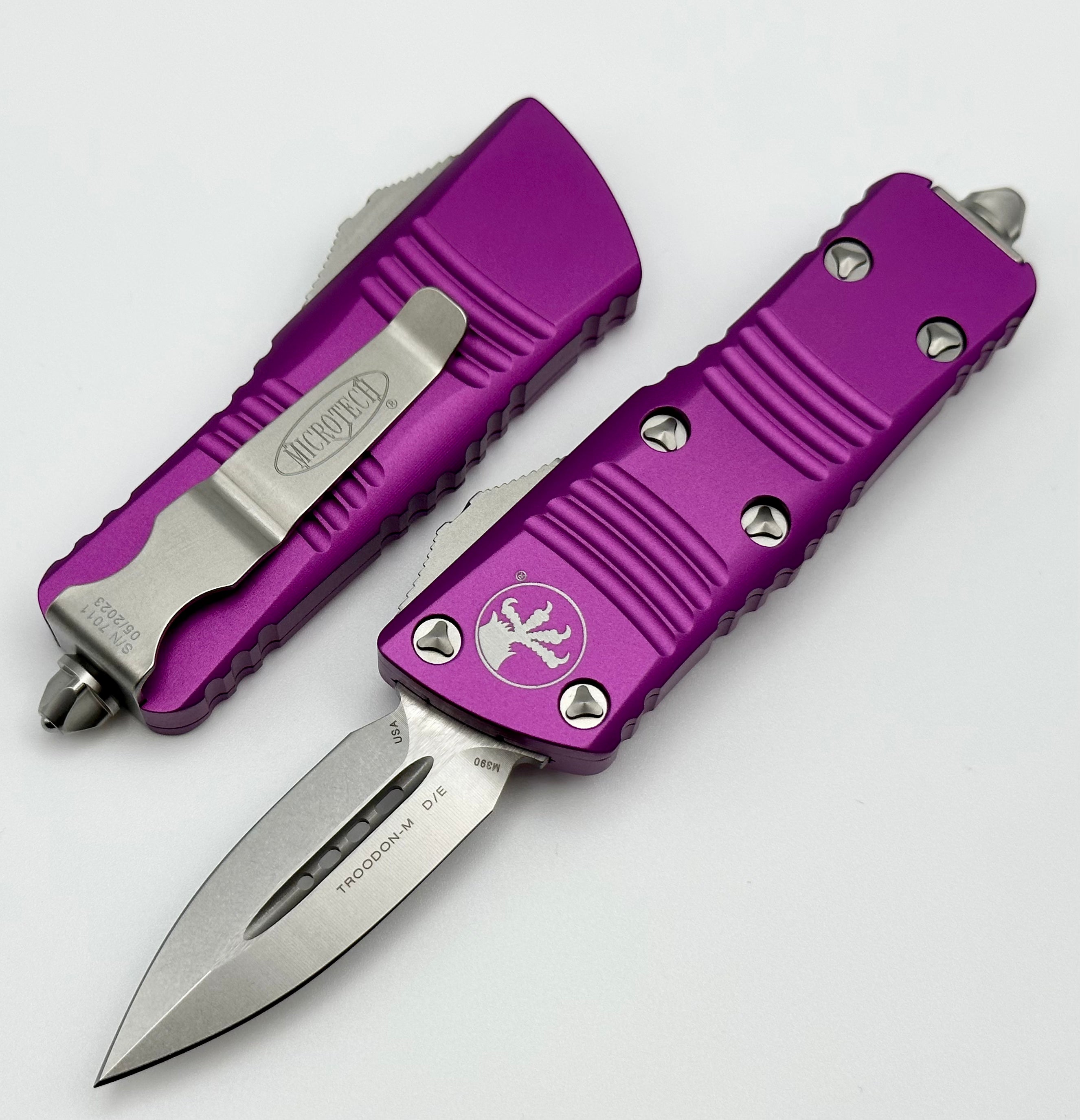 Microtech Mini Troodon Double Edge D/E Stonewash & Violet 238-10VI