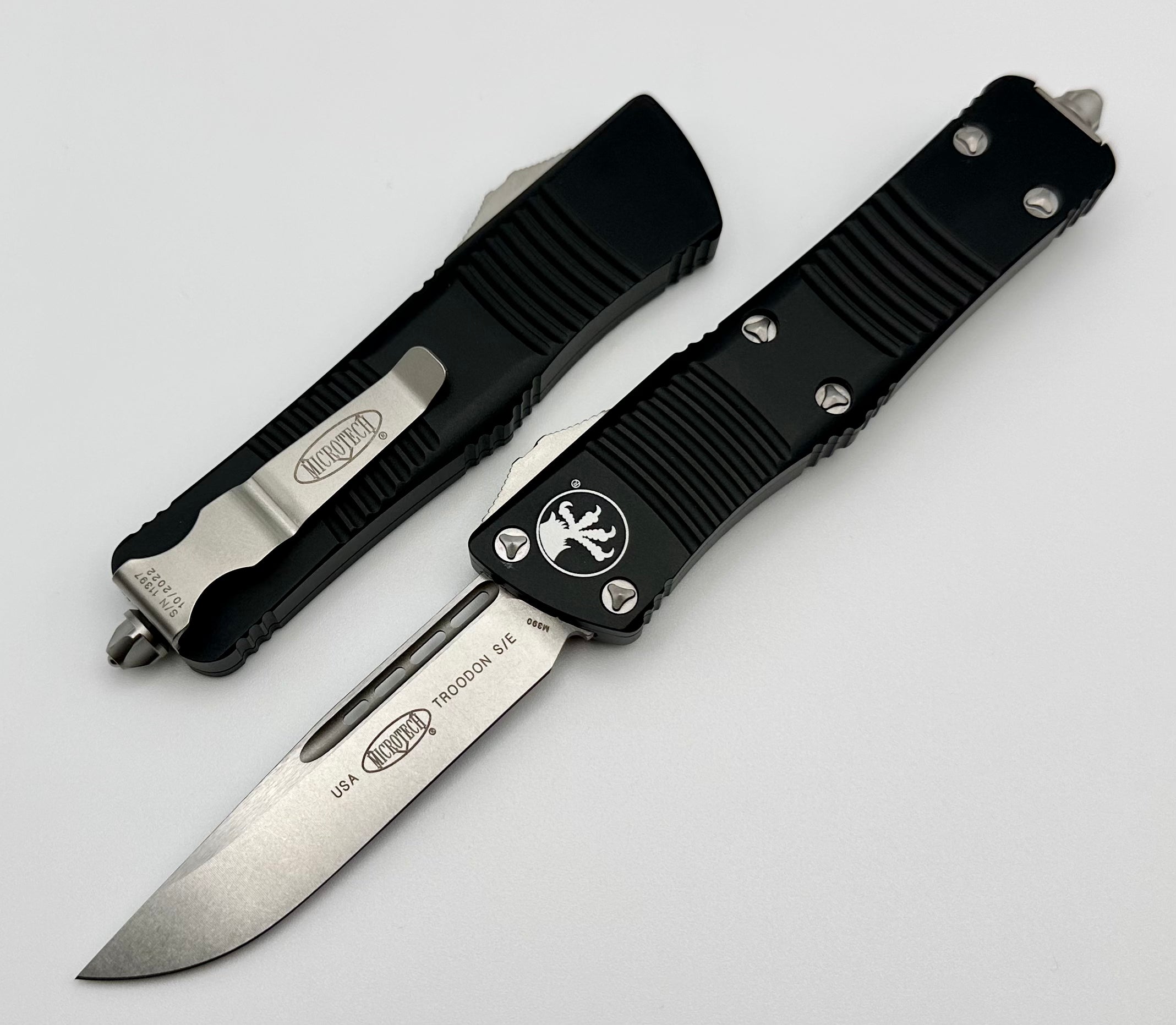 Microtech Troodon Single Edge Stonewash Standard & Black 139-10