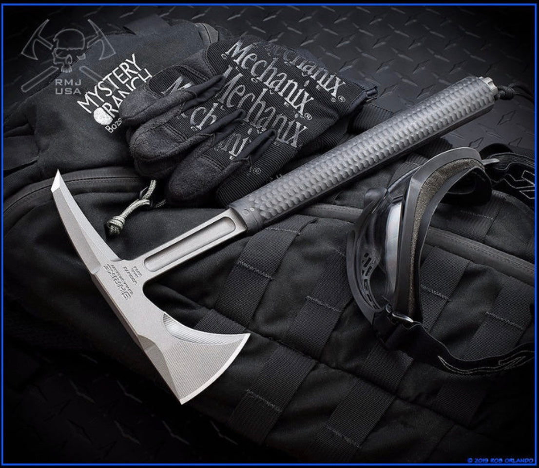 RMJ Tactical S13 Shrike Black Spiked Tomahawk W/ Black G-10 & 80CRV2