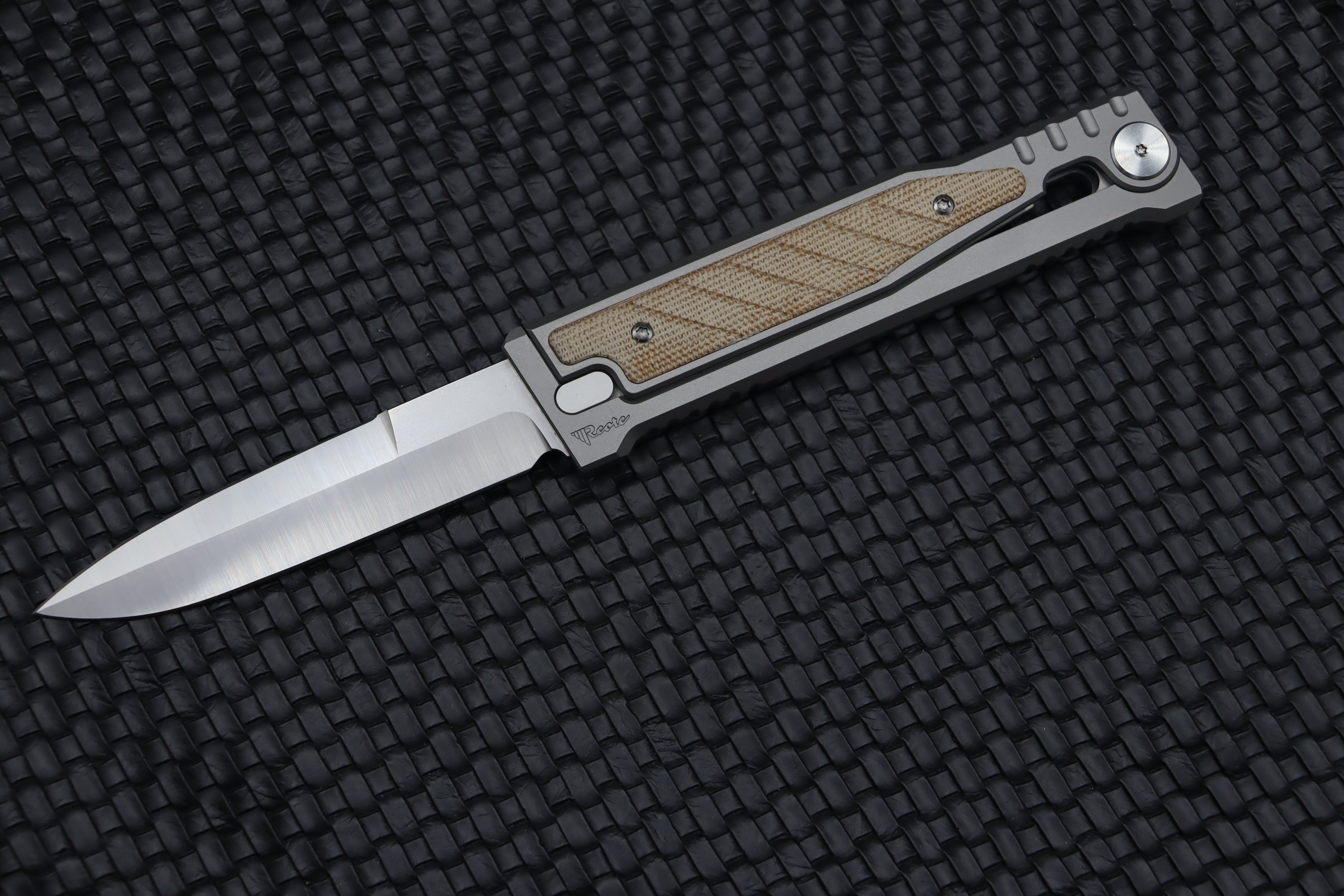 Reate EXO Exoskeleton Design Brown Micarta Double Edge