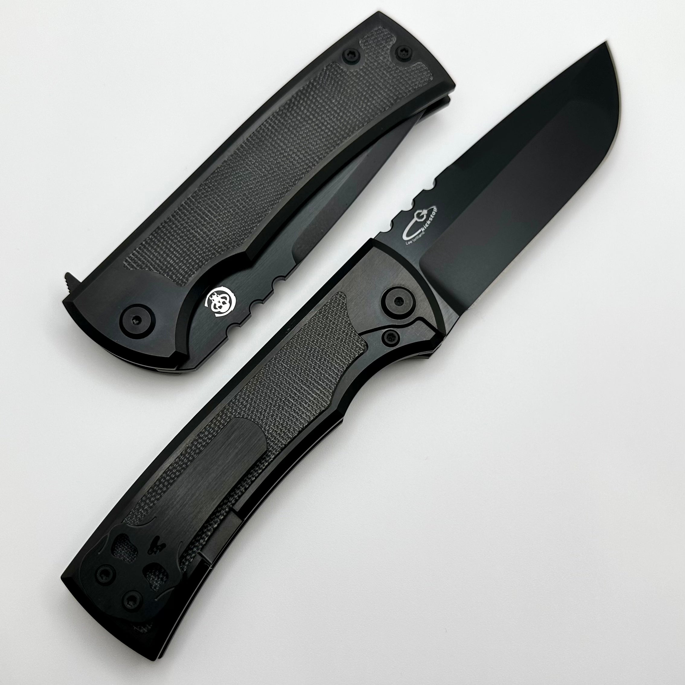 Chaves Knives Redencion 229 Kickstop PVD & Black Micarta Inlays w/ M390 PVD Two Tone Drop Point