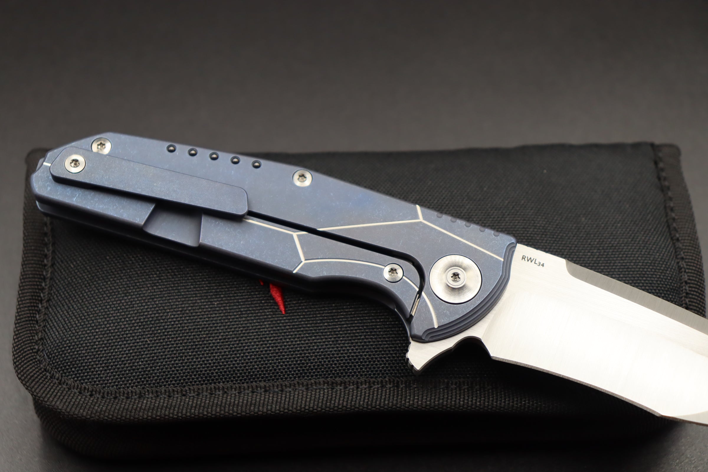 Reate Knives Blue K-4 Twill Carbon Fiber & RWL-34