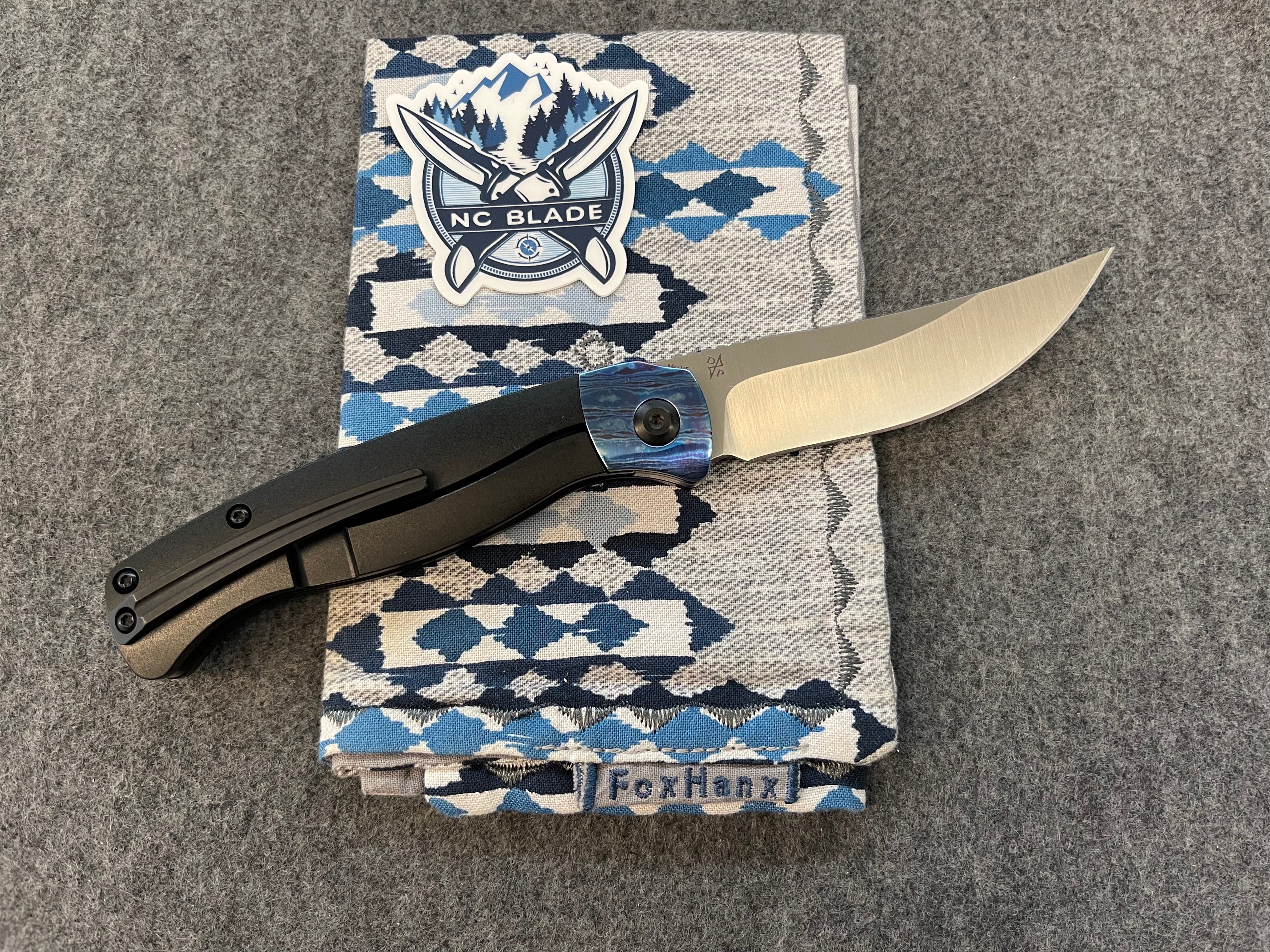 Kansept Knives Mujir Black Titanium with Timascus Bolster