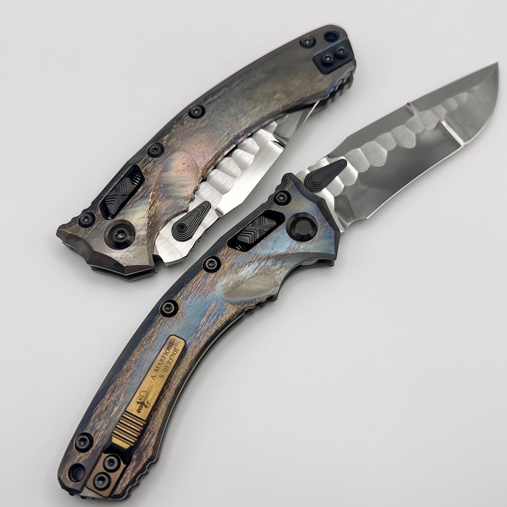 Marfione Custom Knives & Borka Blades Amphibian RAM-LOK Diamondwash Rock Star M390 & Cosmic Titanium w/ DLC Two Tone Hardware