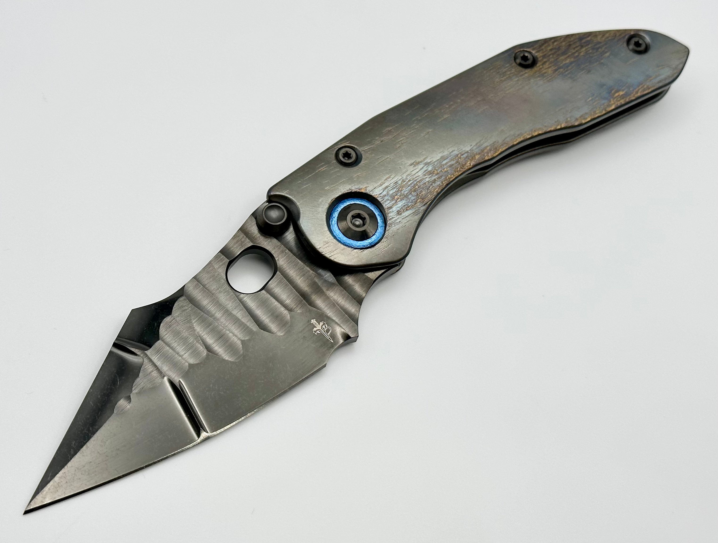 Marfione Custom Knives & Borka Blades Stitch w/ DLC Cracked Diamond Wash Rocked Double Star Grind M390 & Cosmic Titanium