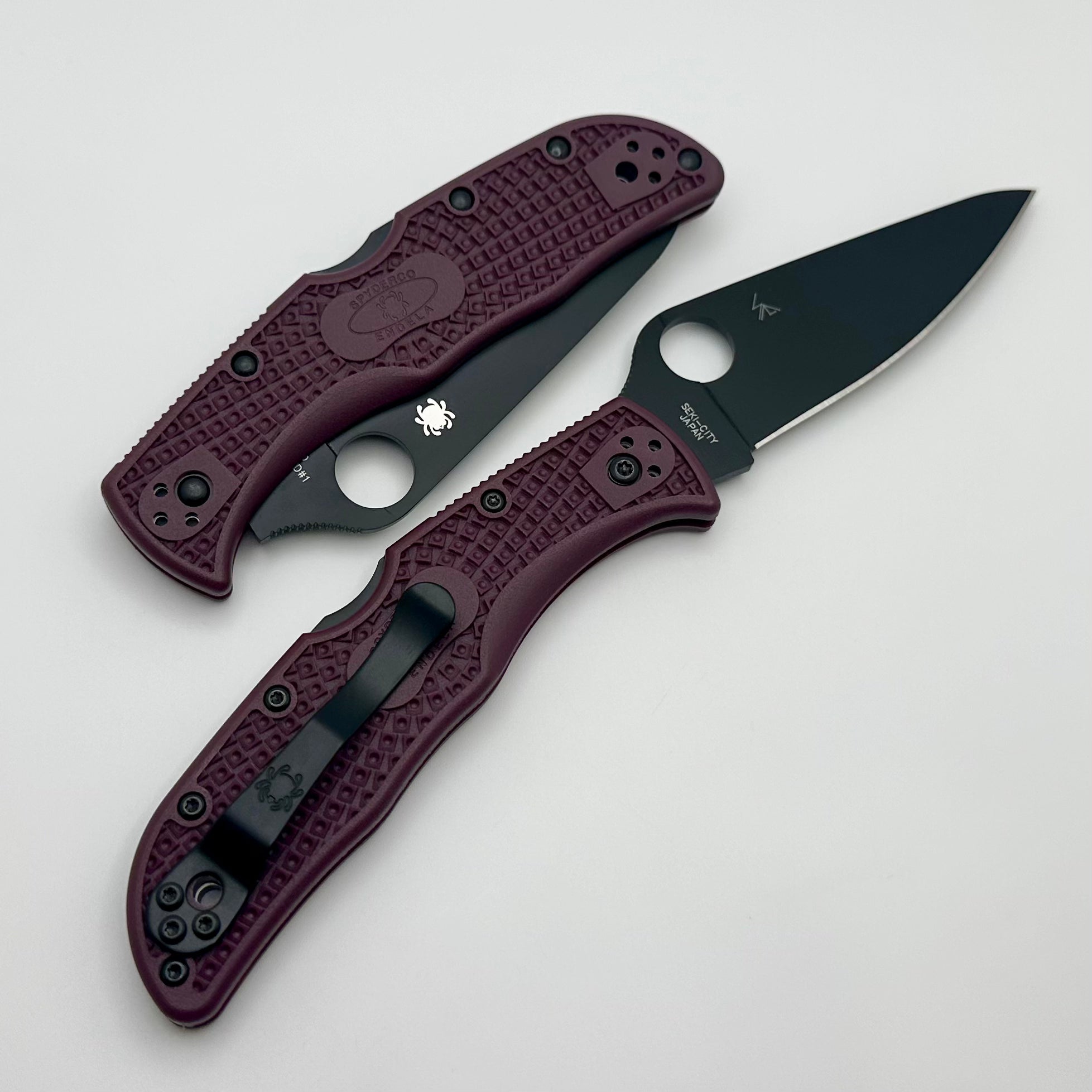 Spyderco Endela Burgundy Lightweight FRN & Micro Melt PD-1 Sprint Run C243BGBKP