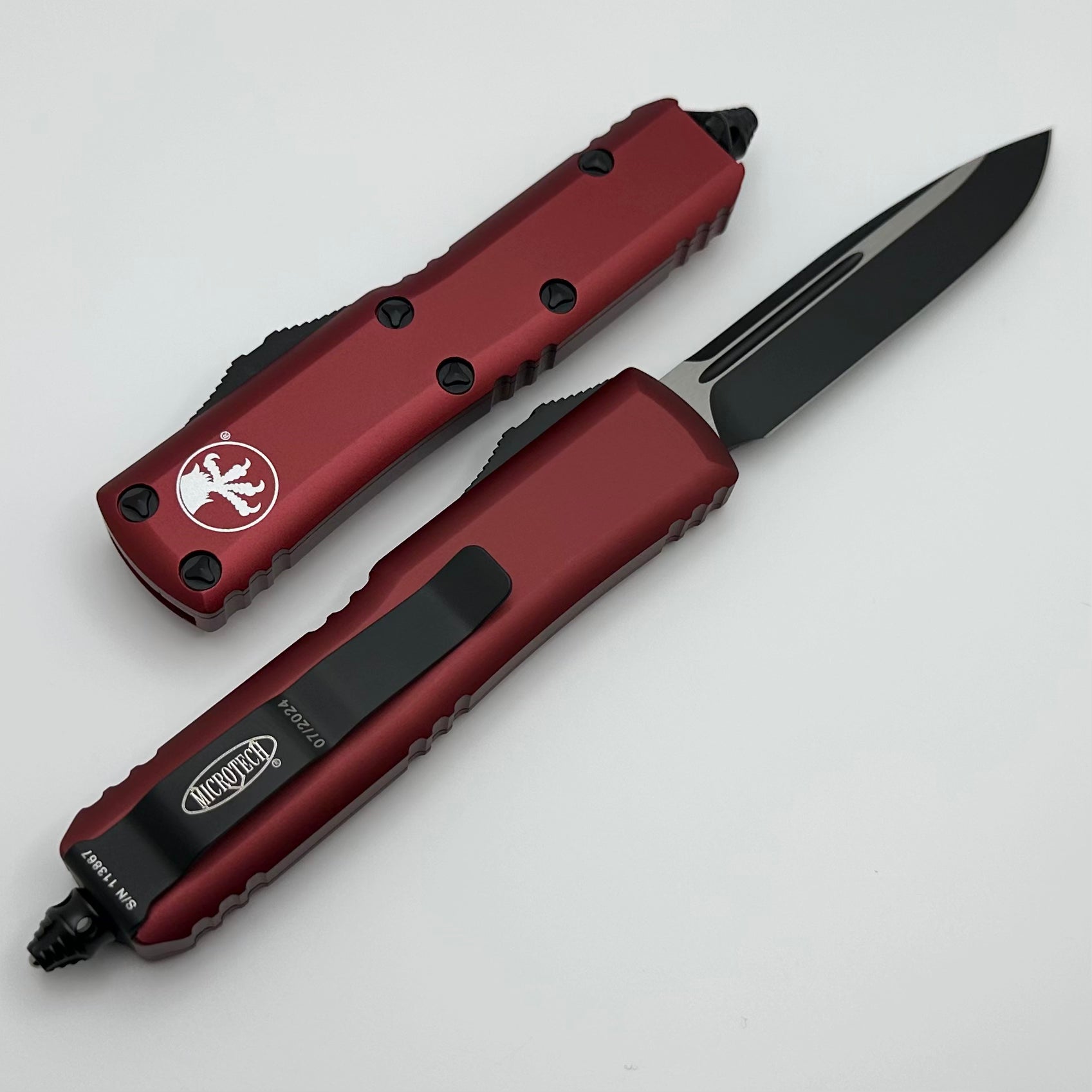 Microtech UTX-85 Single Edge Black Standard & Merlot 231-1MR