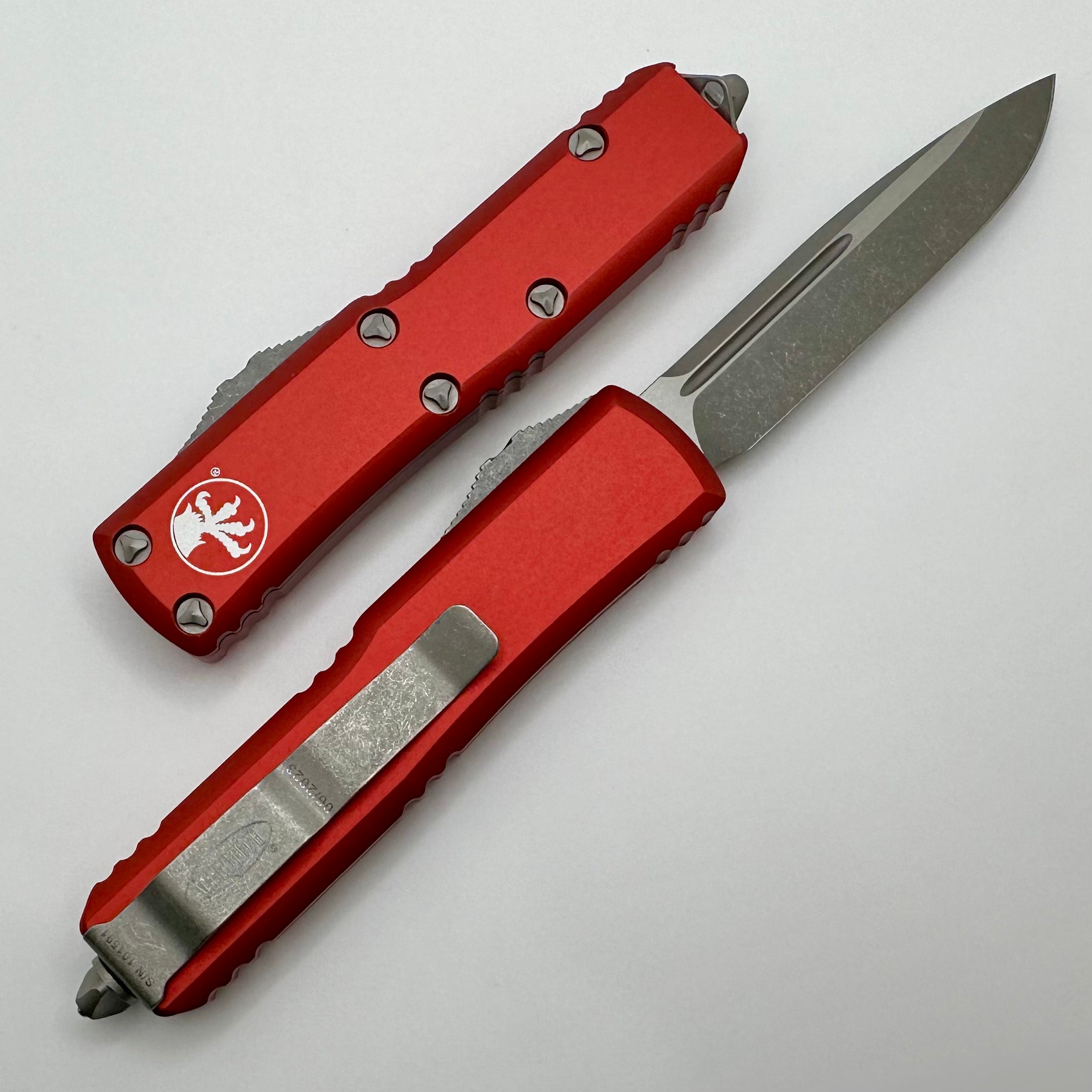 Microtech UTX-85 Single Edge Apocalyptic Standard & Red 231-10APRD