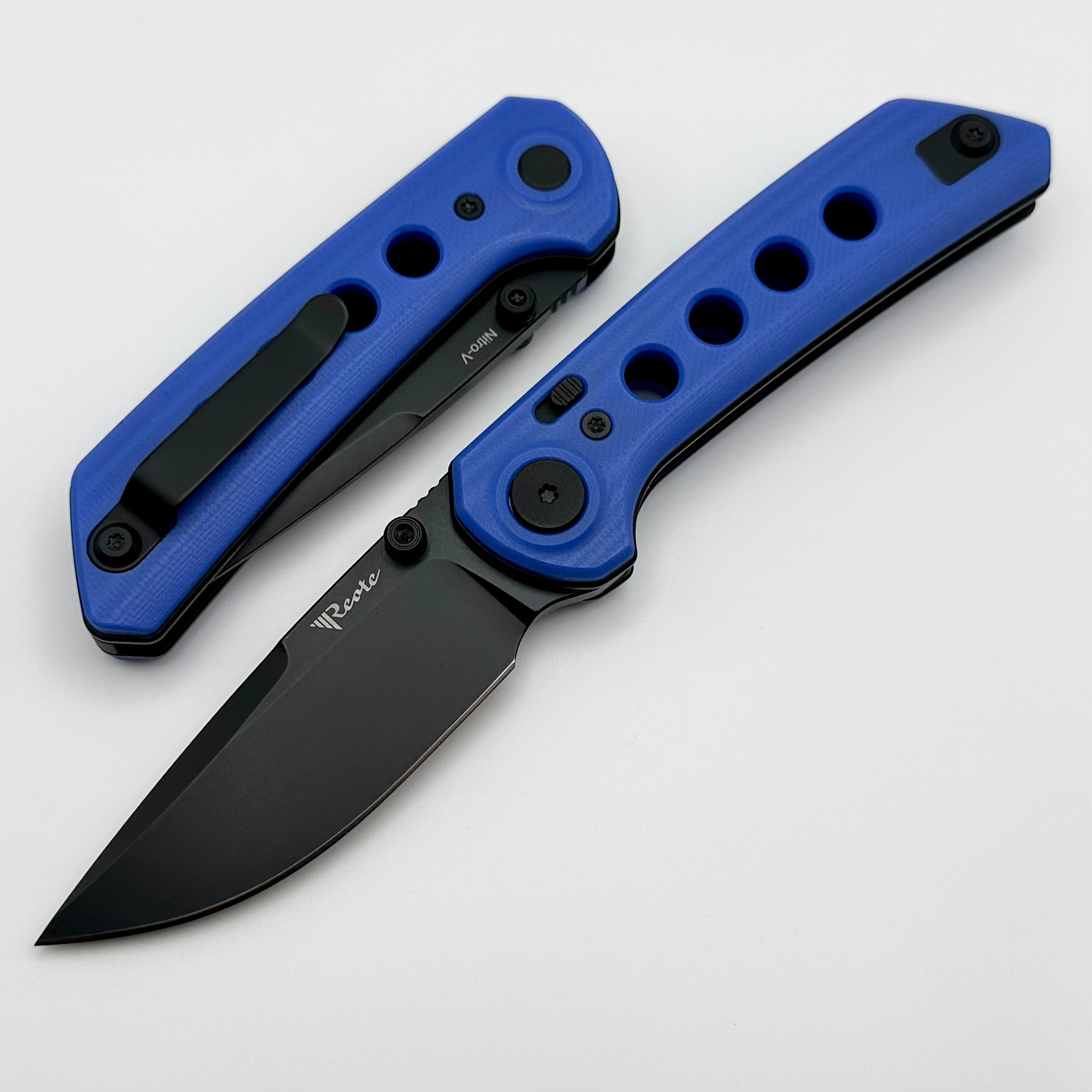 Reate Knives PL-XT Blue G-10 & Black PVD Nitro-V