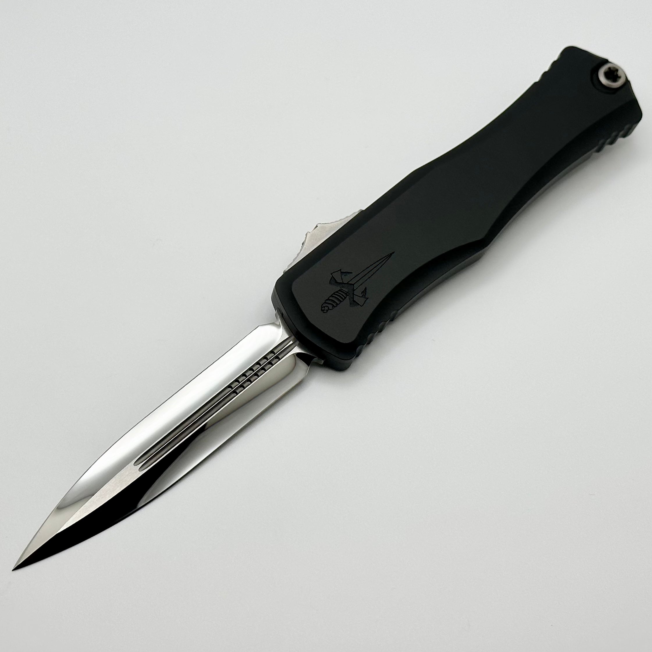 Marfione Custom Knives Hera II Prototype Mirror Polished Double Edge w/ Black Handle