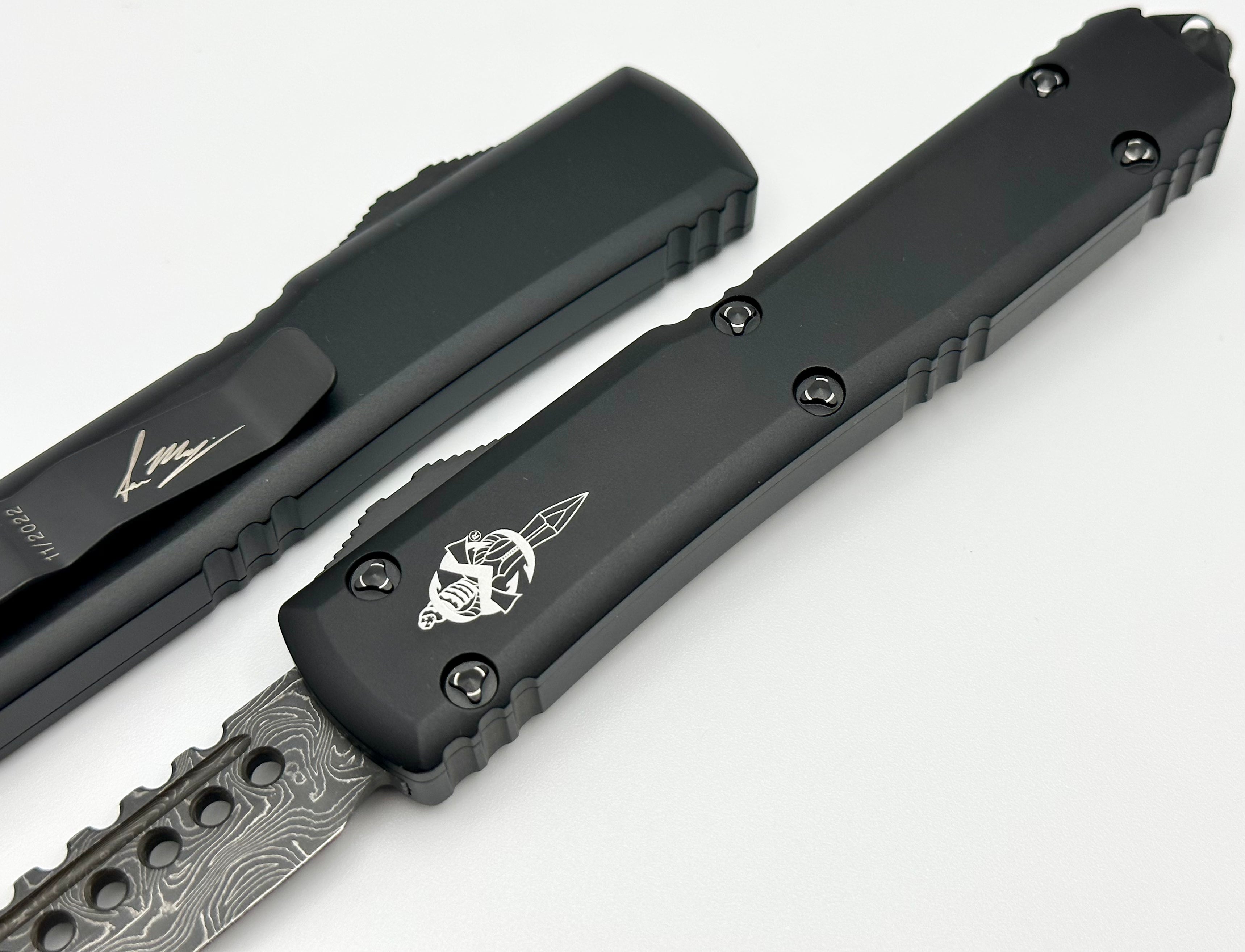 Microtech Ultratech Hellhound Damascus & Black 119-16S