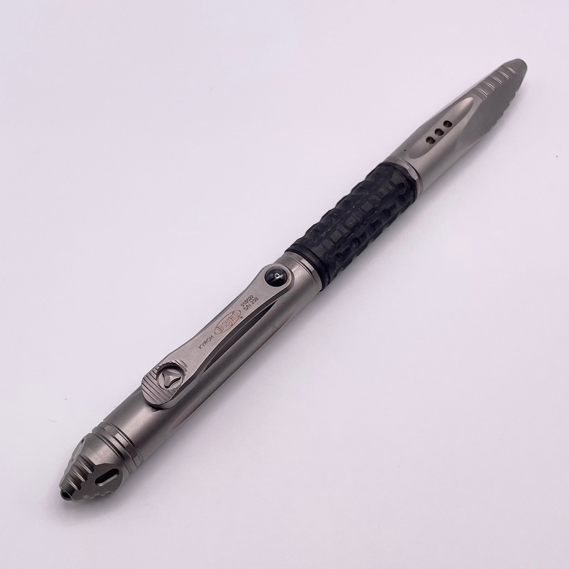 Pre Owned Microtech Kyroh Pen Bead Blast Full Size 403-TI-BBTRI