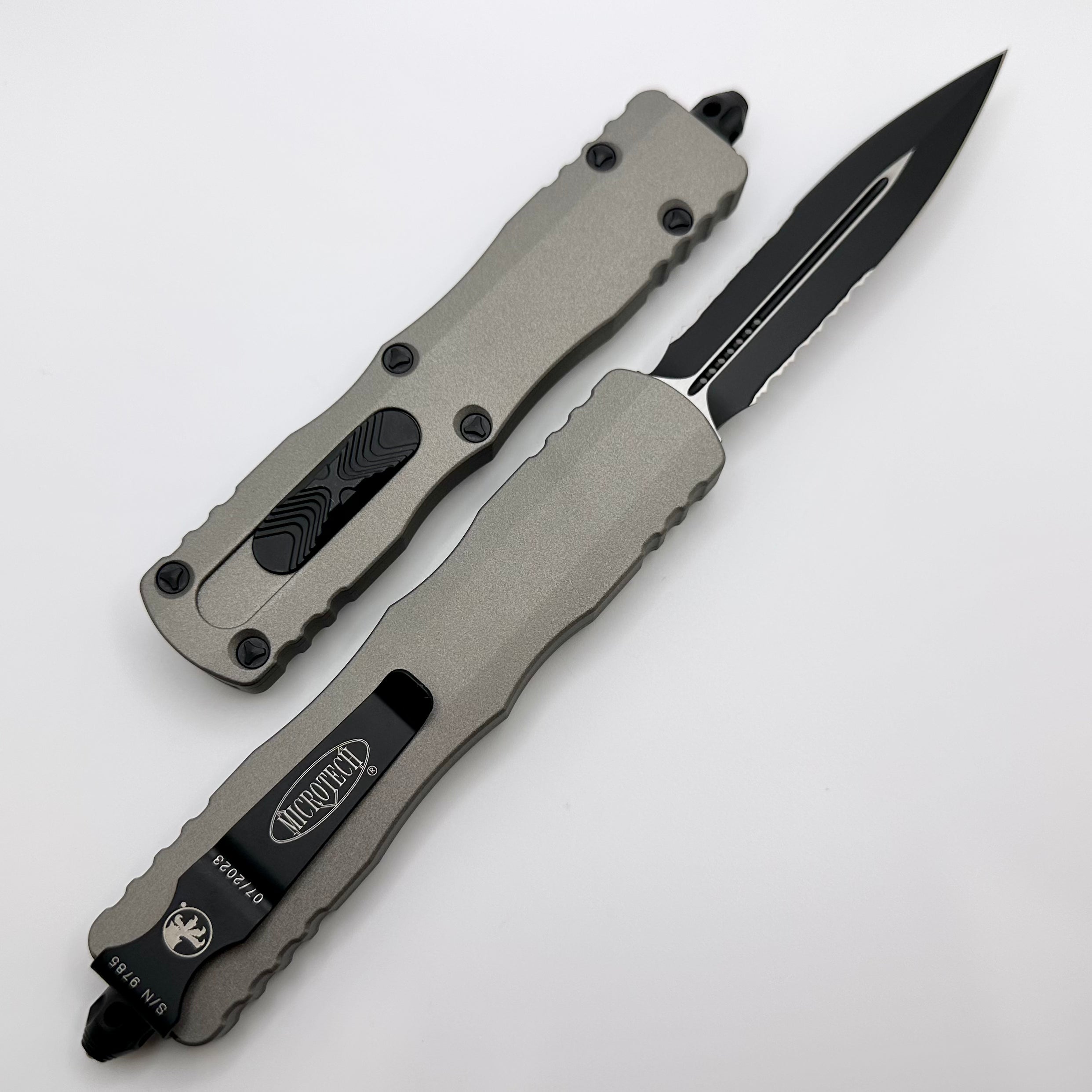 Microtech Dirac Delta Double Edge Partial Serrated “Titanium Colored” Gray Standard 227-2TG